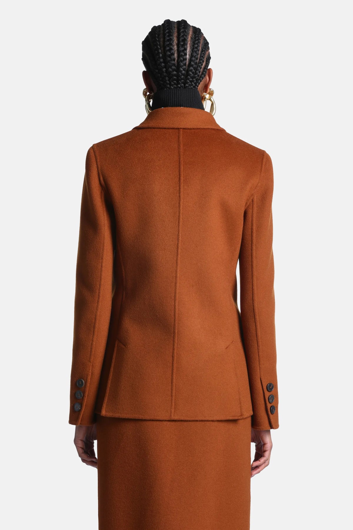 Luisa Spagnoli Tabacco Women Salinas Double-Breasted Wool-Blend Blazer - Fashion Show SKU: SALINAS_2214 Image 03