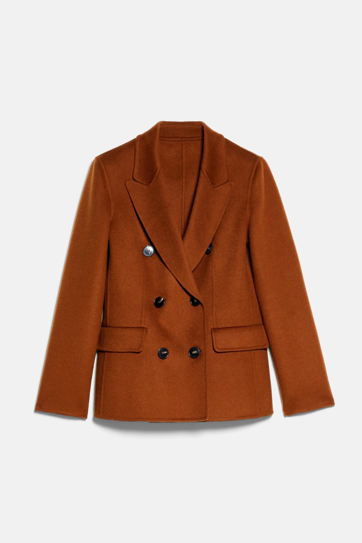 Luisa Spagnoli Tabacco Women Salinas Double-Breasted Wool-Blend Blazer - Fashion Show SKU: SALINAS_2214 Image 08