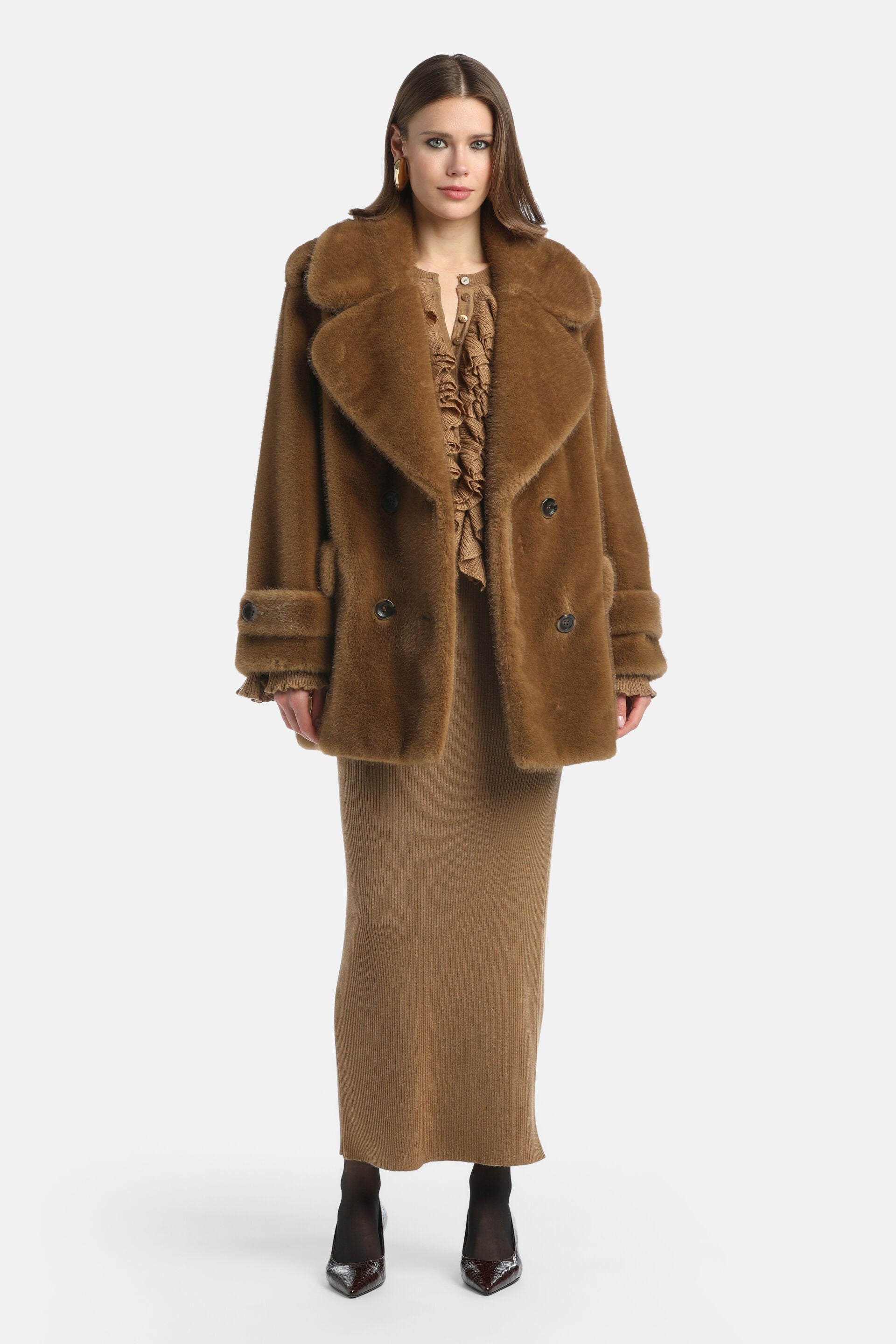 Luisa Spagnoli_Cammello_Saracena - Faux Fur Peacoat_SARACENA_2314_04