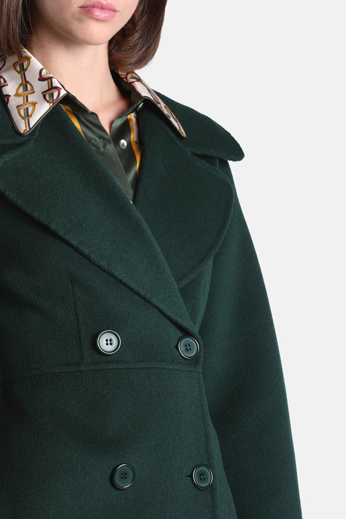 Luisa Spagnoli Verde Bottiglia Women Scansione - Double-Breasted Wool Coat SKU: SCANSIONE_2046 Image 03