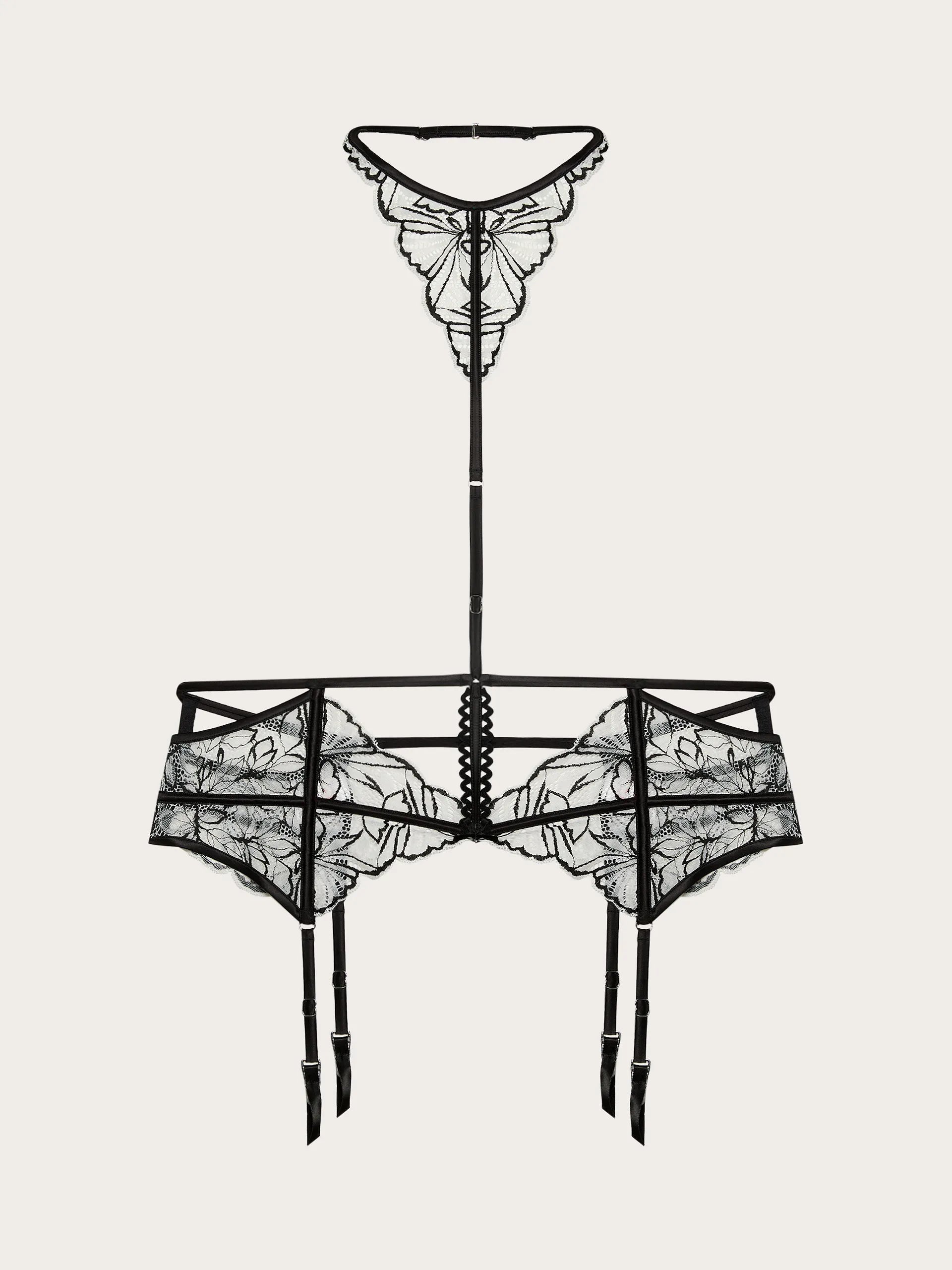 Yamamay_Black_Adjustable Embroidered Garter Belt with Removable Accessory - Priv� Frivolous_SCZD191001_072_06