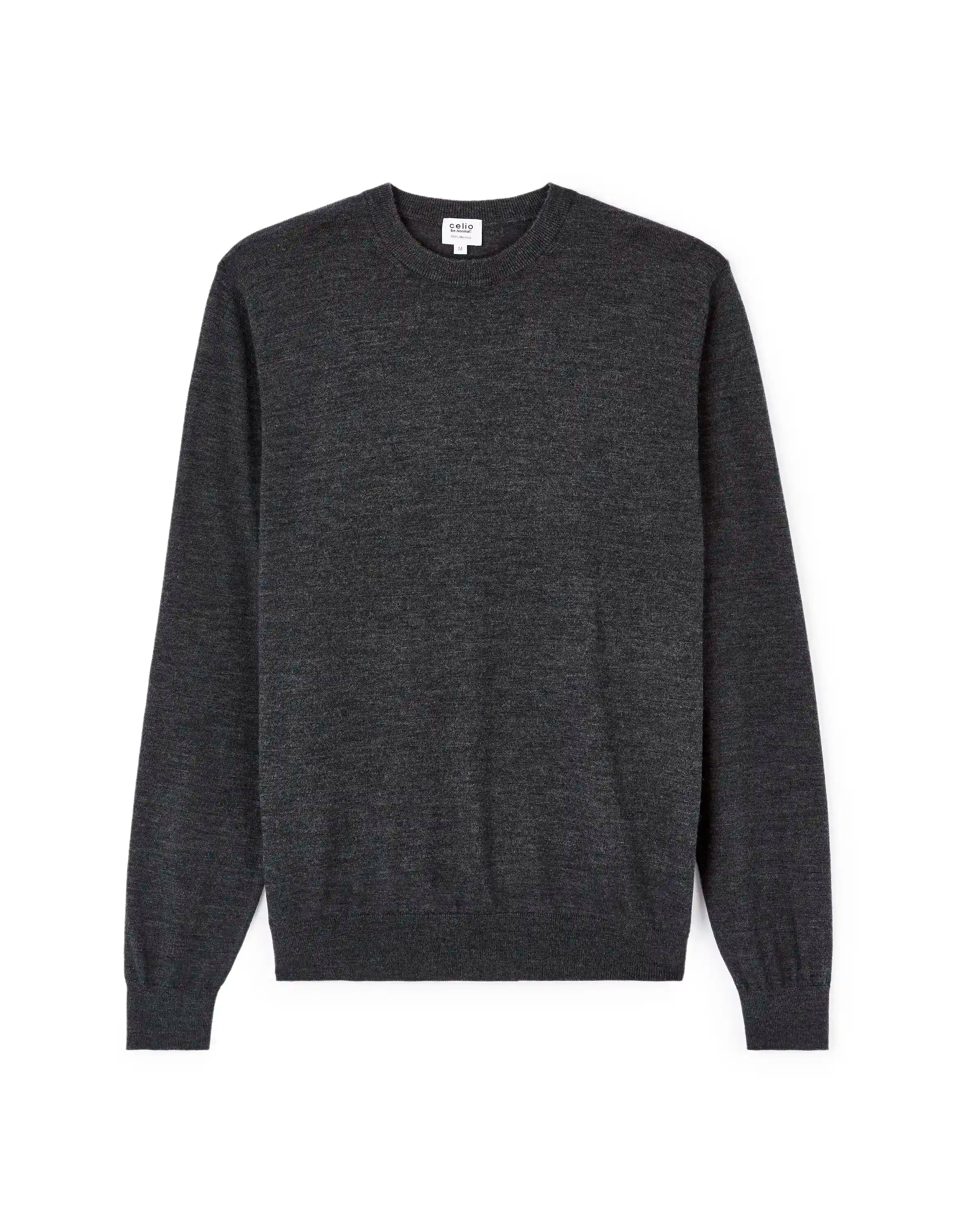 Celio_Anthra Mel_100% Merino Wool Crew Neck Sweater_SEMERIROND_ANTHRA MEL_04