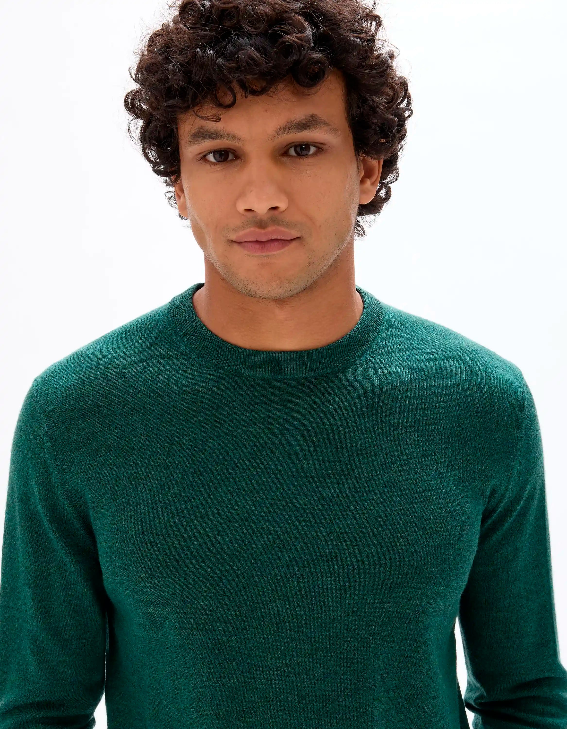 Celio_Vert Fonce 02_100% Merino Wool Crew Neck Sweater_SEMERIROND_VERT FONCE 02_04
