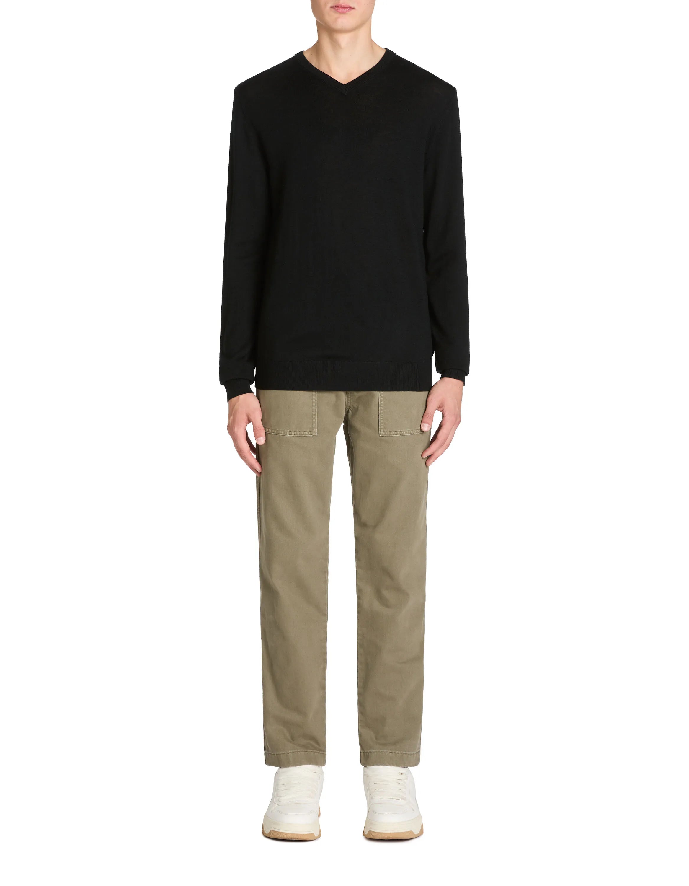 Celio_Black_100% Merino Wool V-Neck Sweater_SEMERIV_BLACK_01