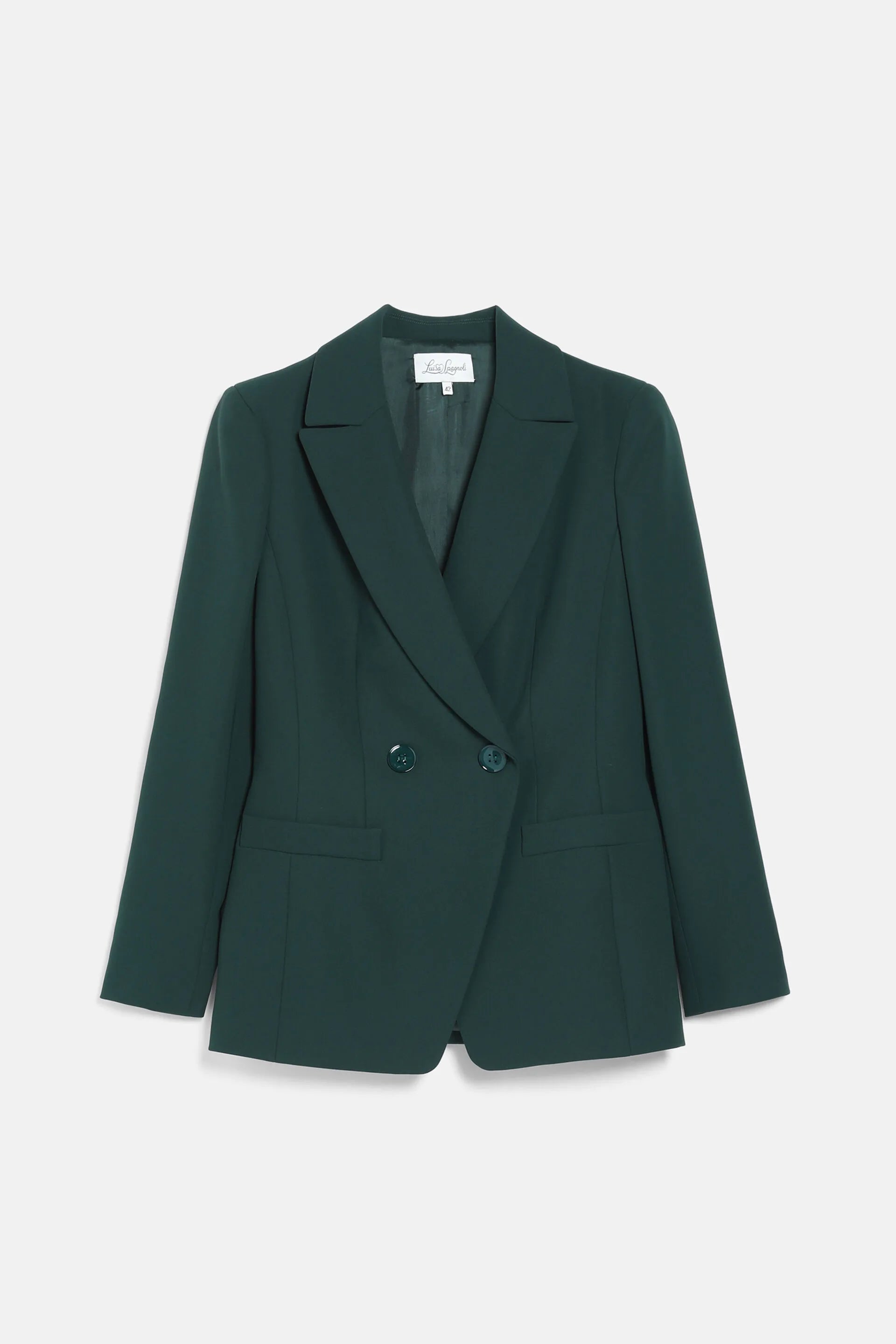 Luisa Spagnoli Verde Bottiglia Women Serafica - Double-Breasted Blazer SKU: SERAFICA_2046 Image 07