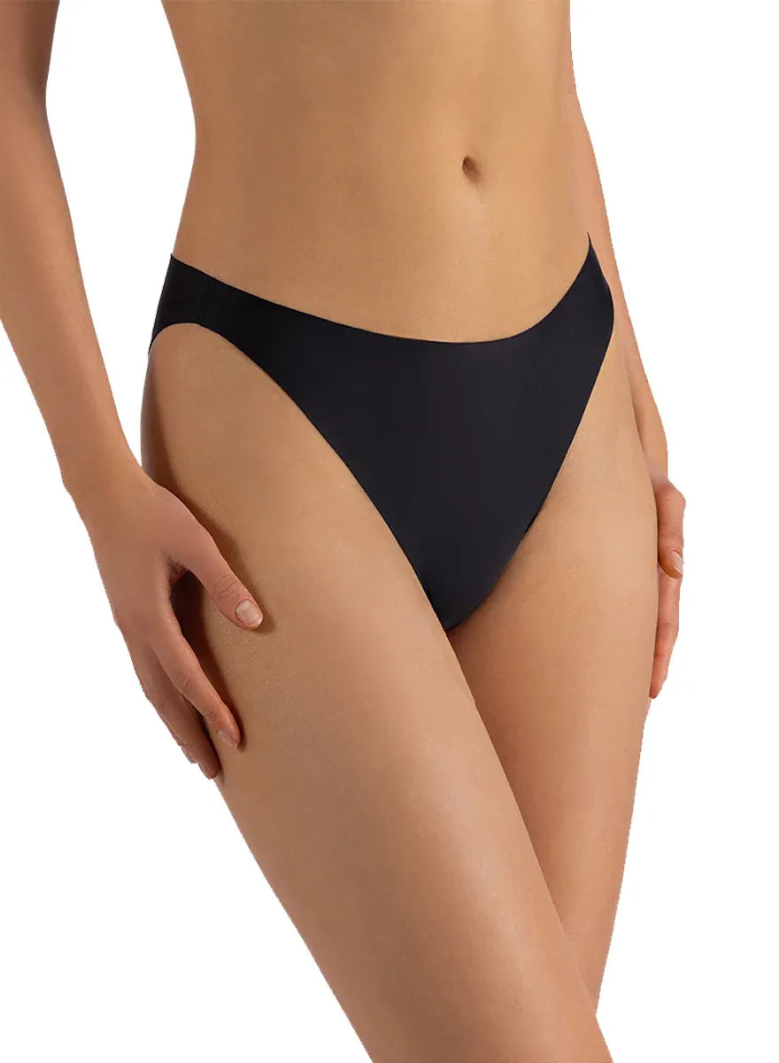 Marie France Black Women Seamless No-Show Stretch Tanga Brief SKU: SLSEAMLESSTANGUA_black Image 01