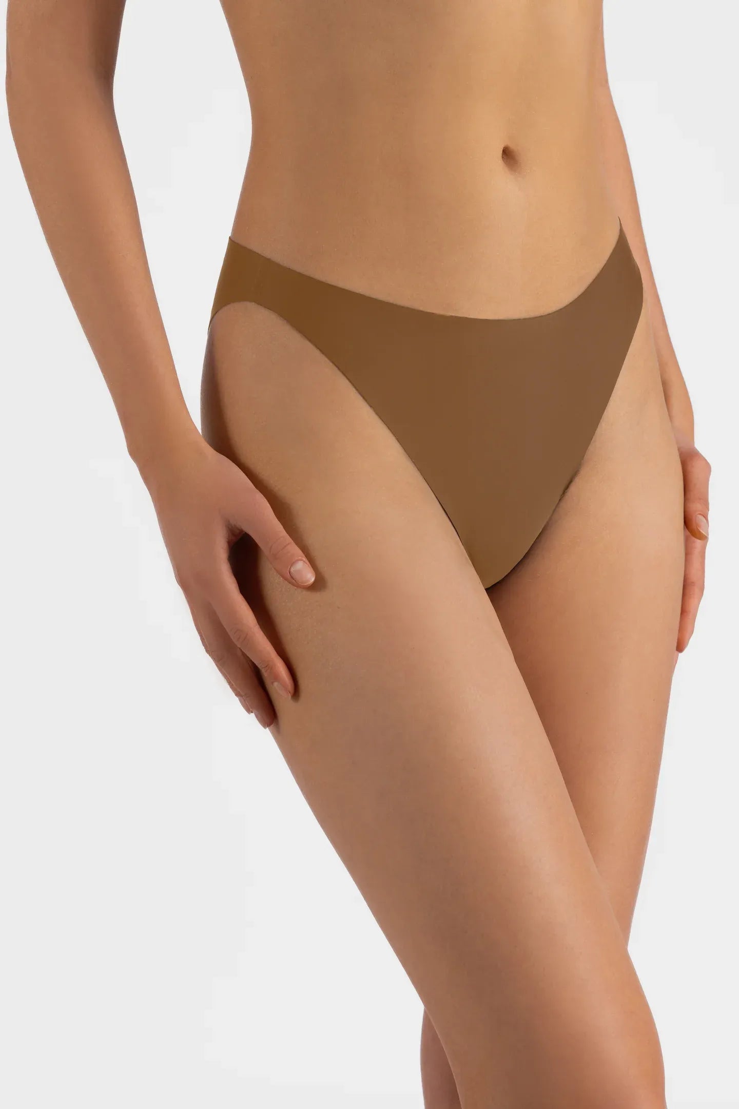 Marie France Cacao Women Seamless No-Show Stretch Tanga Brief SKU: SLSEAMLESSTANGUA_cacao Image 01