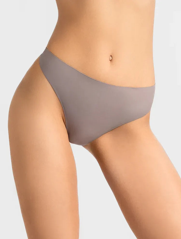Marie France Greige Women No-Show Laser-Cut Microfiber Seamless Thong SKU: SLSEAMLESSTHONG_greige Image 01