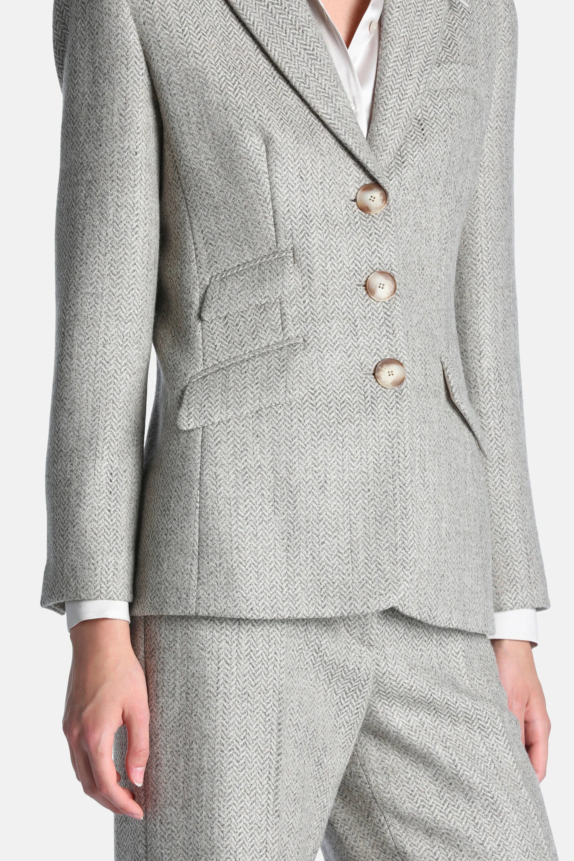 Luisa Spagnoli Var Spinato Ghiaccio Women Sognatrice - Pure Virgin Wool Blazer SKU: SOGNATRICE_3360 Image 05
