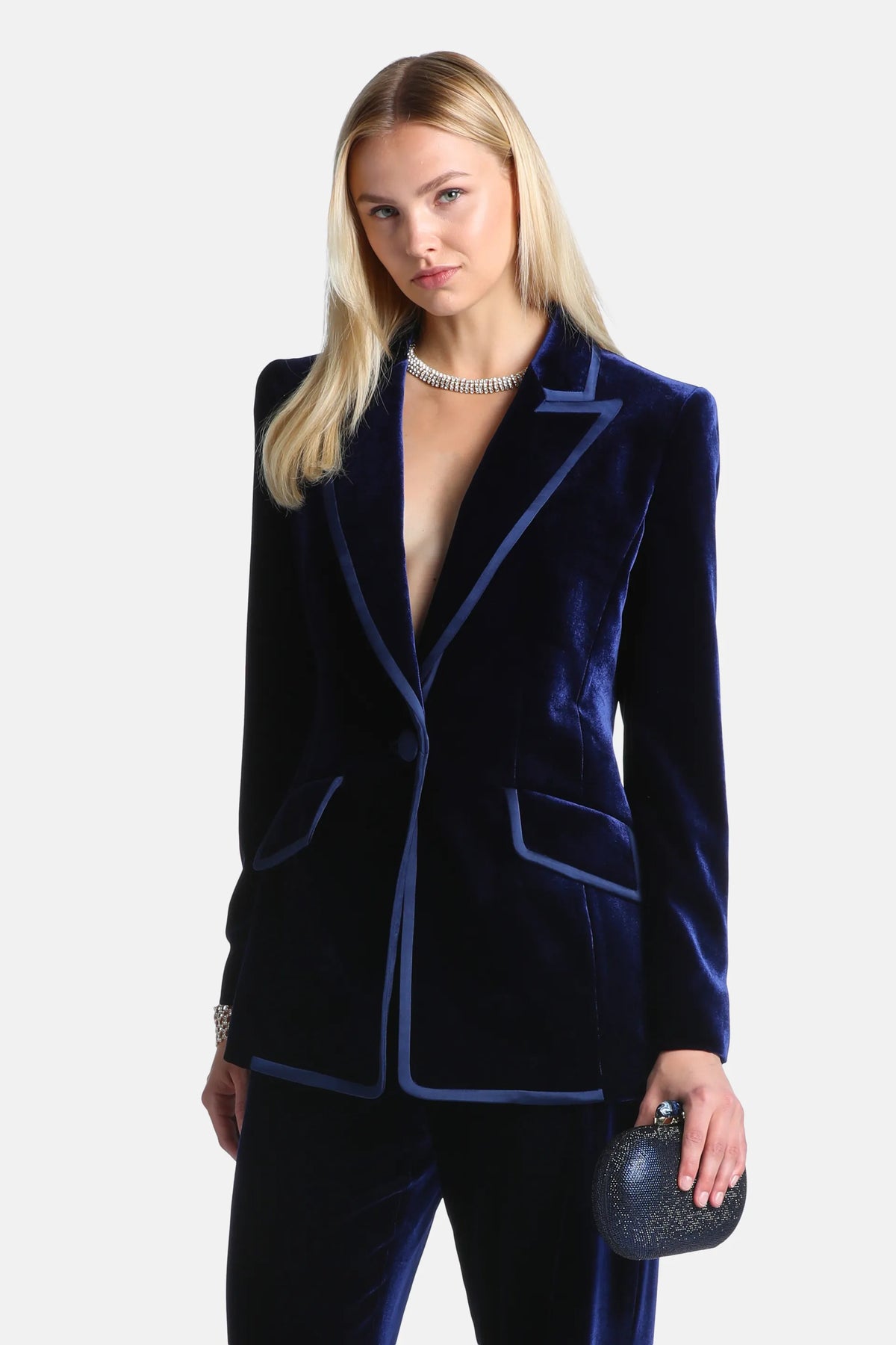 Luisa Spagnoli Blu/Blu Women Solvente Elegant Silk and Viscose Blazer SKU: SOLVENTE_1221 1221 Image 01