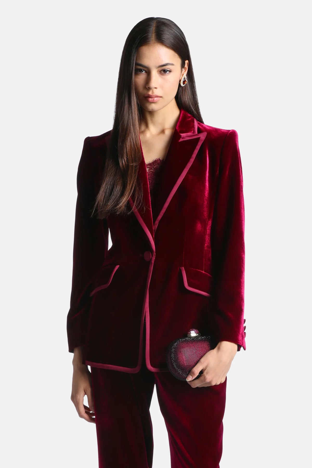 Luisa Spagnoli Rubino/Rubino Women Solvente Elegant Silk and Viscose Blazer SKU: SOLVENTE_2446 2446 Image 02