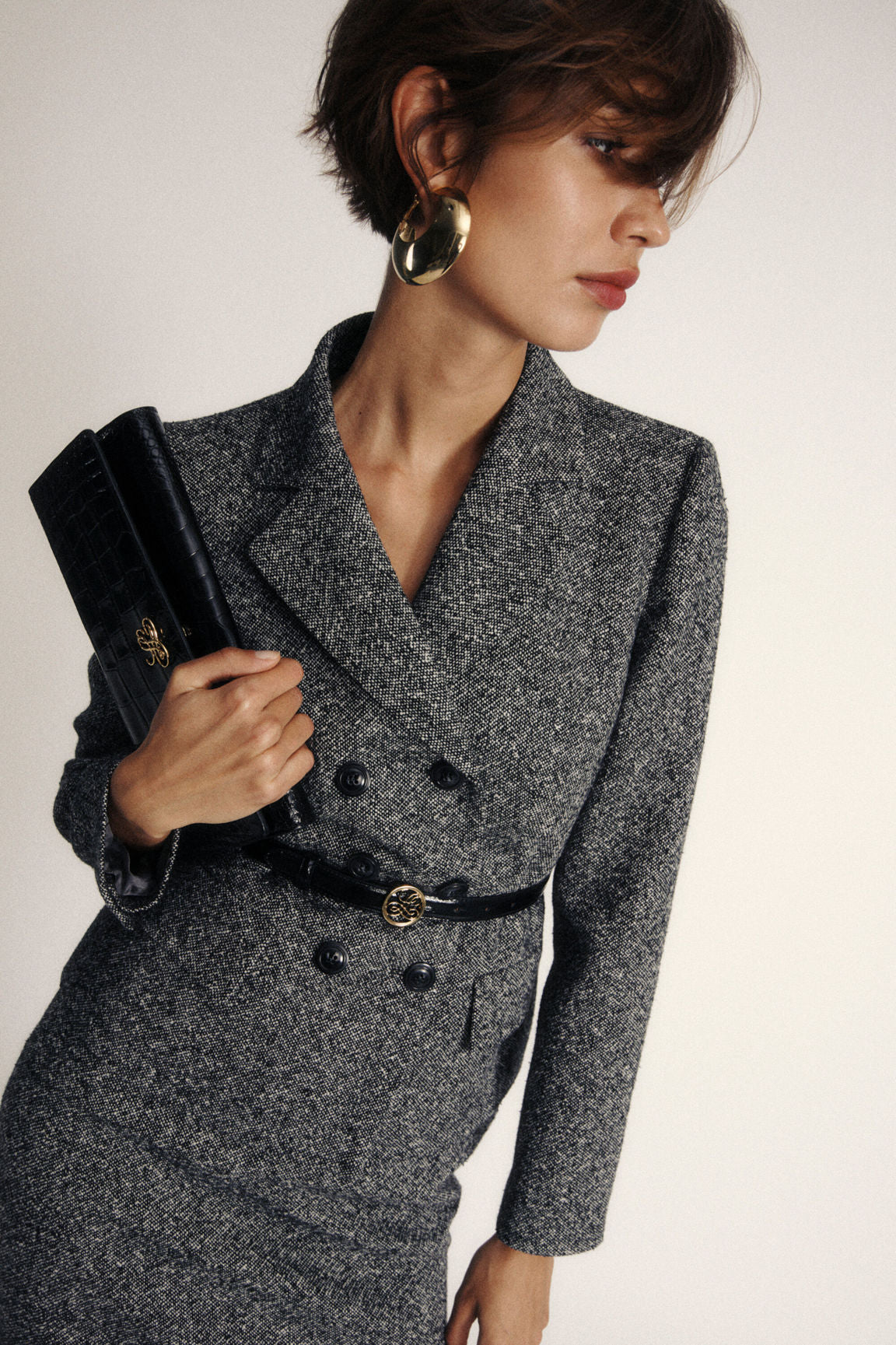 Luisa Spagnoli_Var Nero Panna_Stencil - MŽlange Double-Breasted Jacket_STENCIL_3988_07