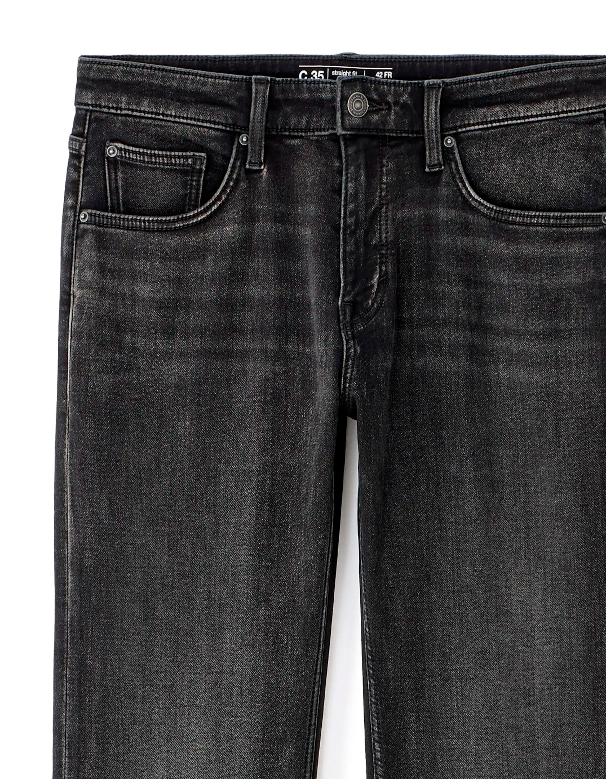 Celio_Washed Black_C.35 Straight Stretch Knit 3-Length Jeans_STLMAILLE_WASHED BLACK_07