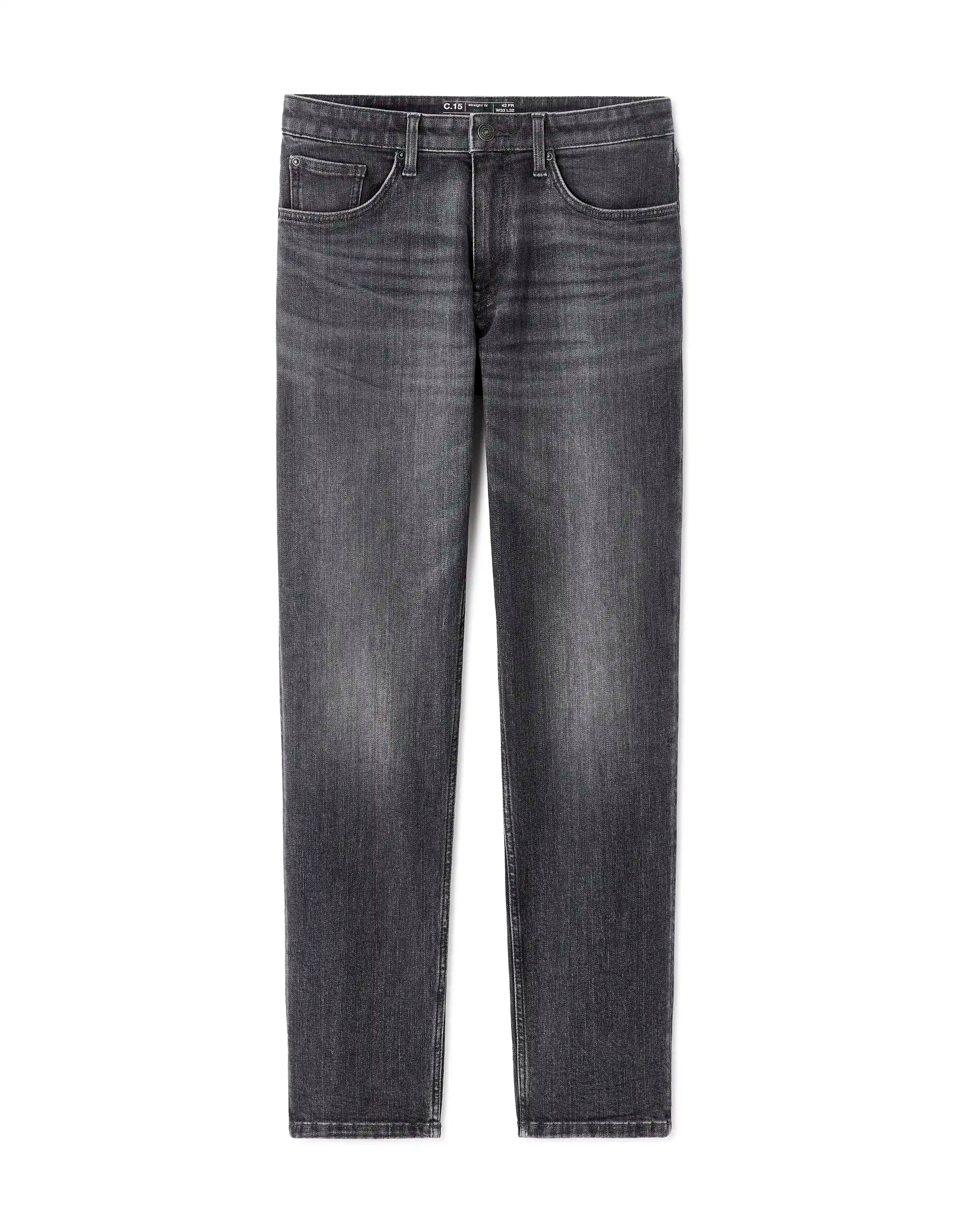 Celio_Grey_C.15 Straight Stretch Cotton Jeans, 3 Lengths_STRAIGHT3L_GREY_07