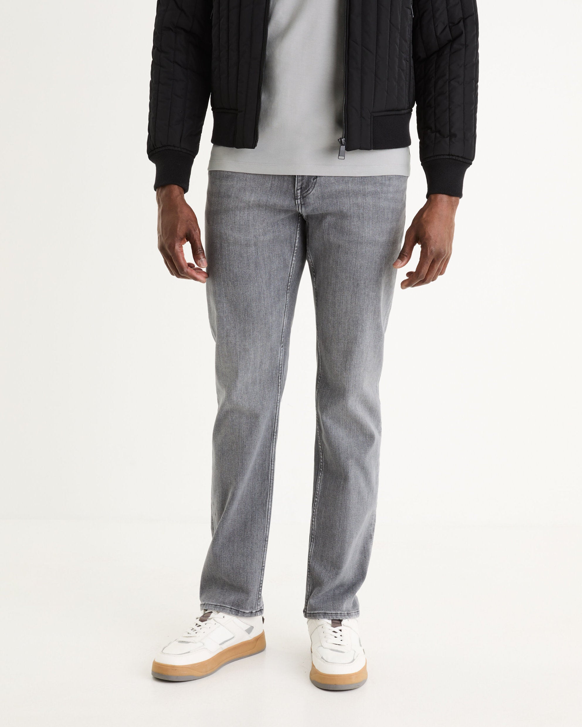 Celio_Grey C.15 Straight Stretch Cotton Jeans in 3 Lengths_STRAIGHT3L_GRIS_02