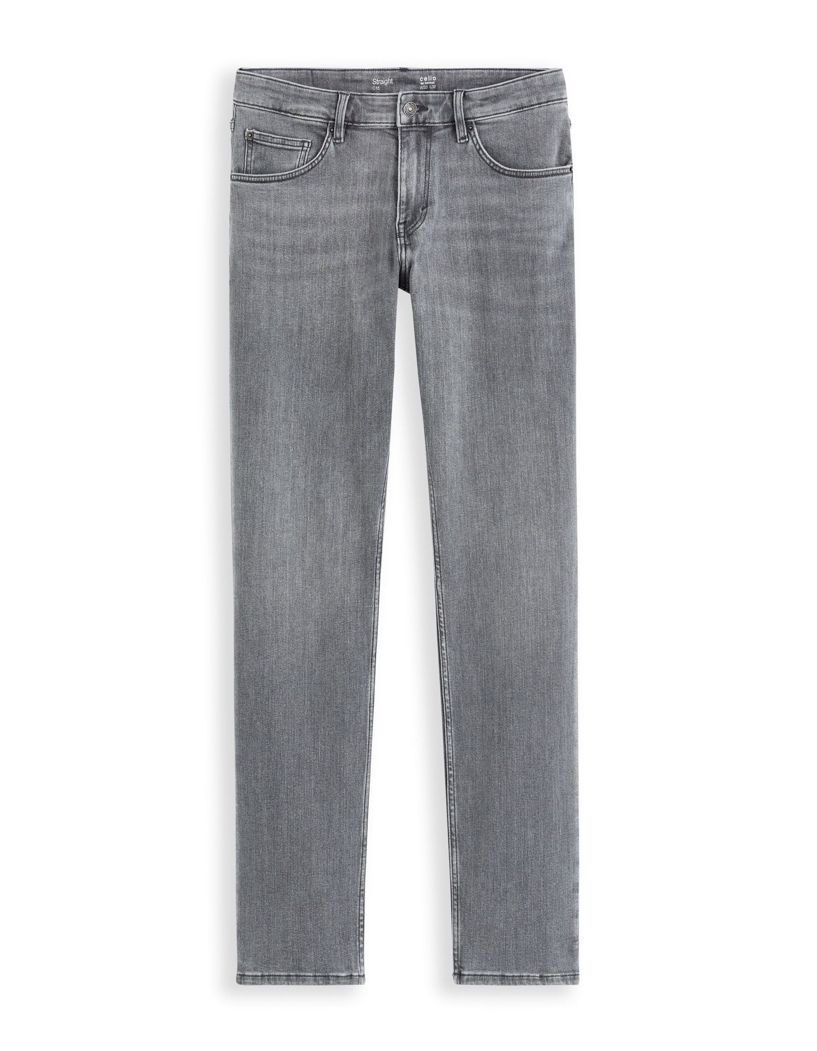 Celio_Grey C.15 Straight Stretch Cotton Jeans in 3 Lengths_STRAIGHT3L_GRIS_06