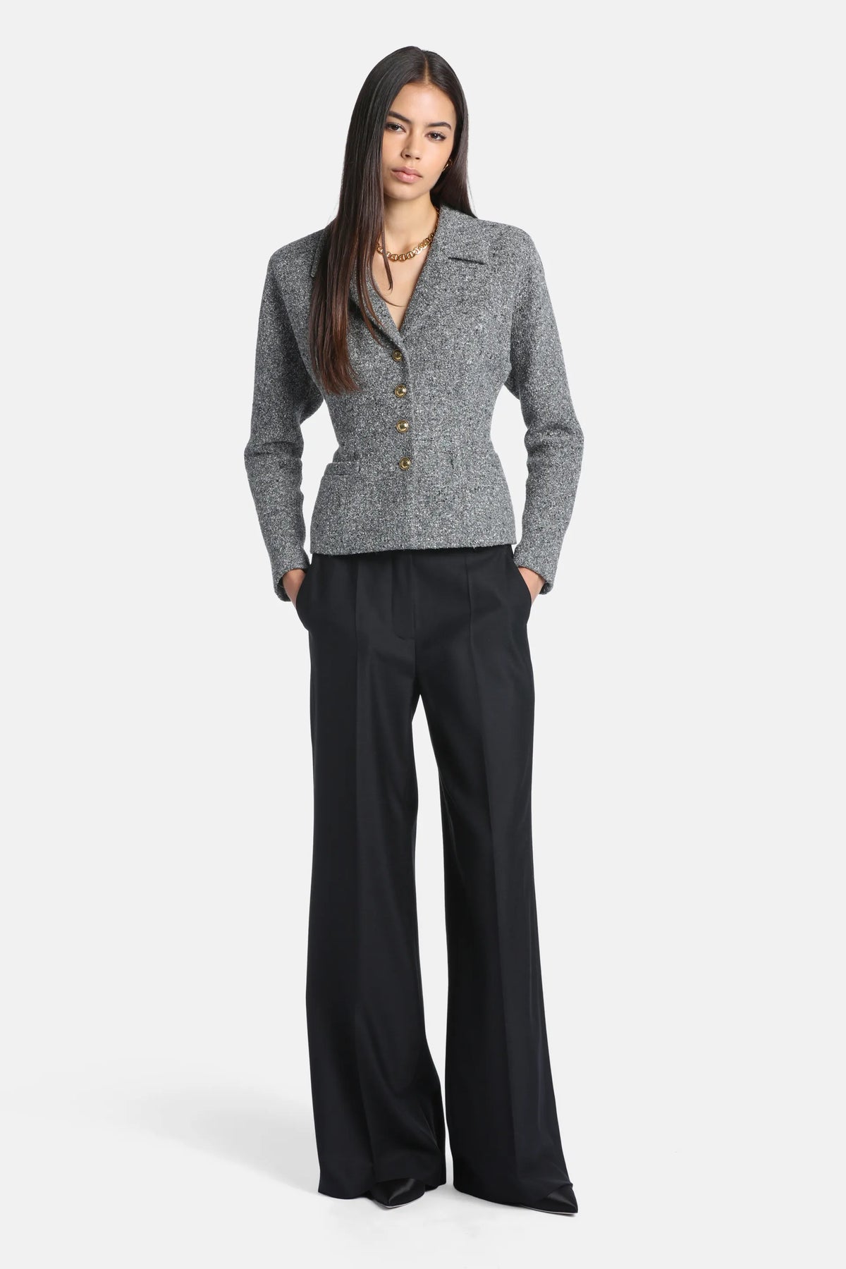 Luisa Spagnoli Var Grigio Panna Women Svolta Cropped BouclŽ Jacket SKU: SVOLTA_3331 Image 05