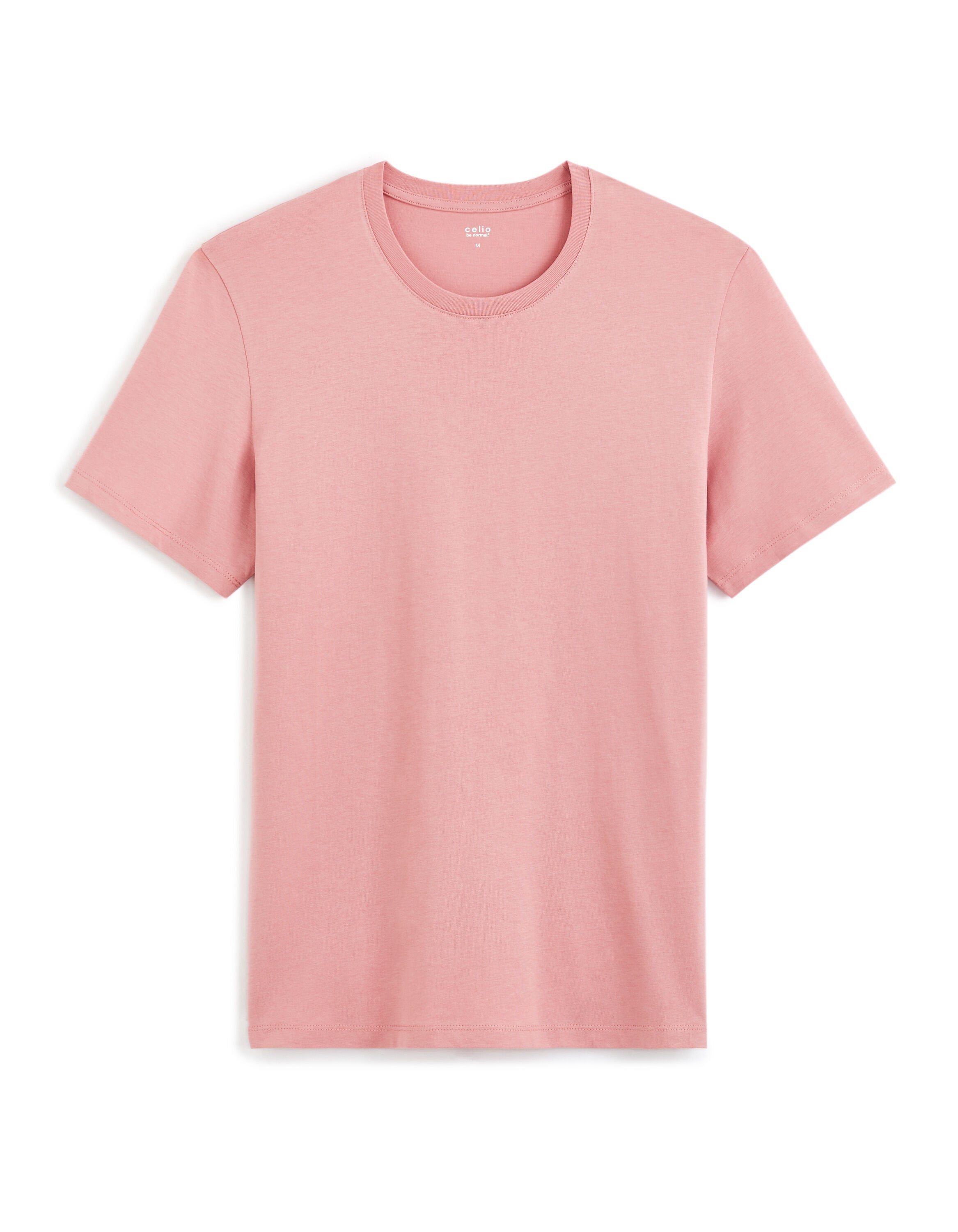 Celio_Straight Round Neck T-Shirt 100% Cotton - Pink_TEBASE_DUSTY PINK_03