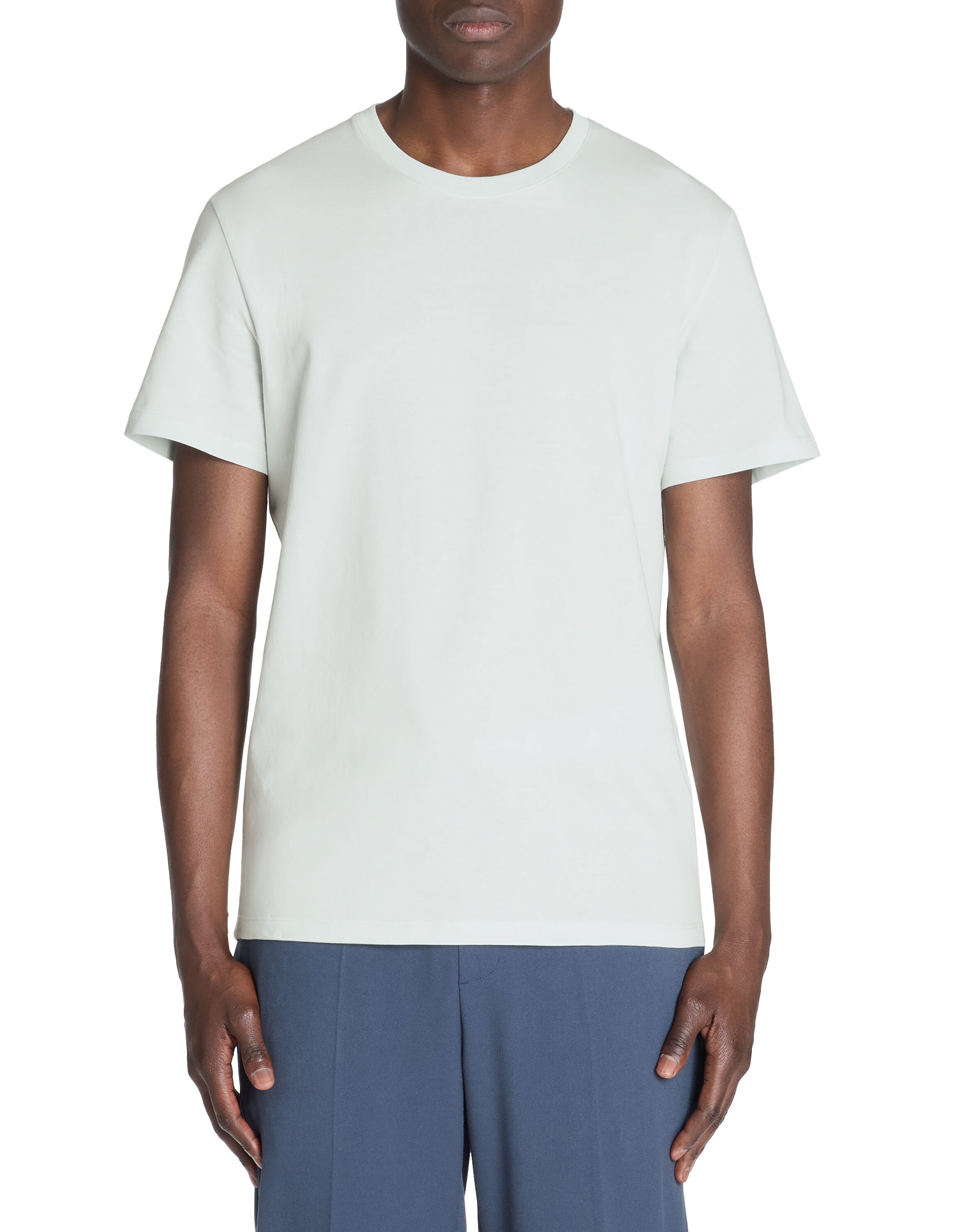 Celio_Straight Round Neck T-Shirt 100% Cotton - Blue_TEBASE_ICE BLUE 05_01
