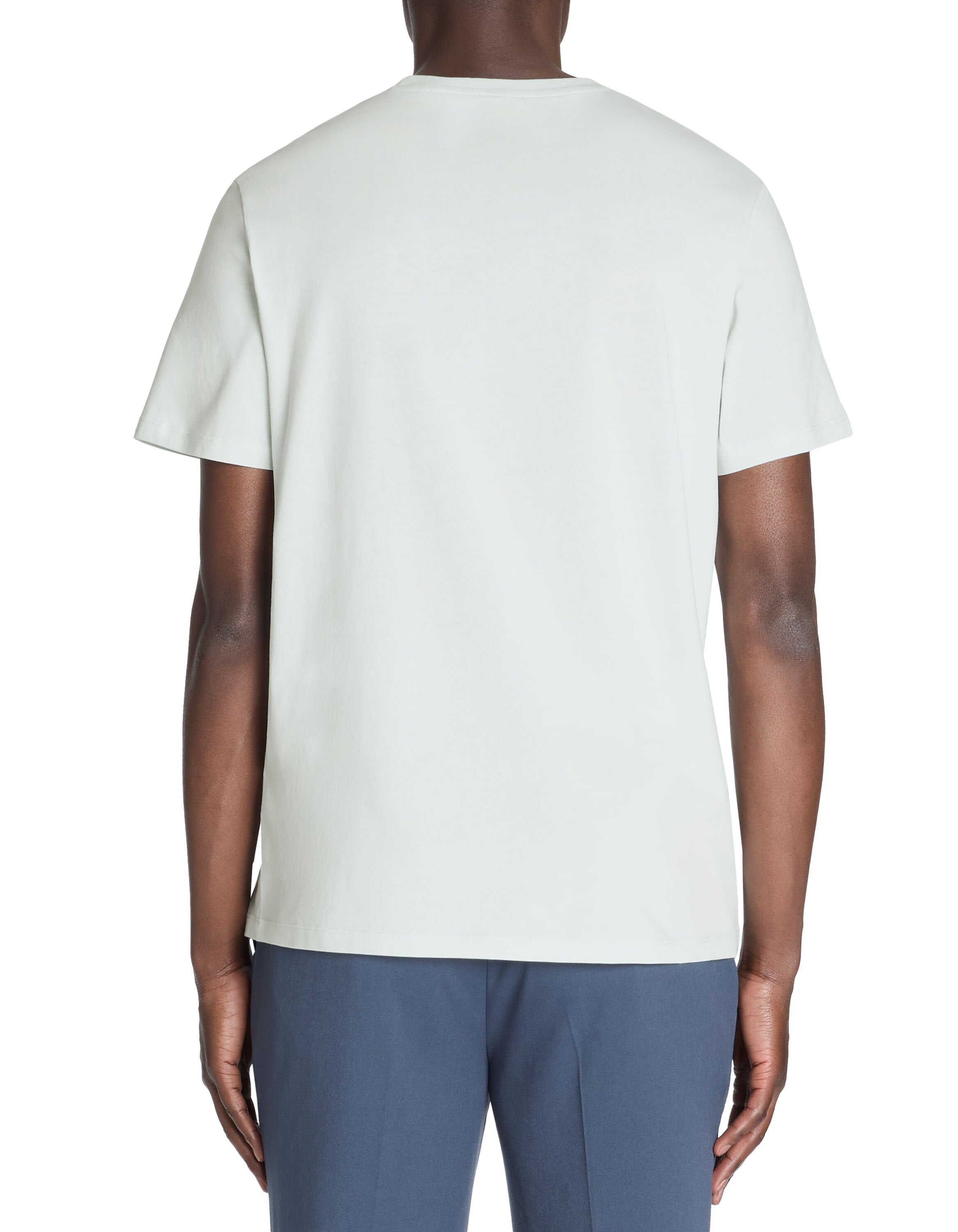 Celio_Straight Round Neck T-Shirt 100% Cotton - Blue_TEBASE_ICE BLUE 05_04