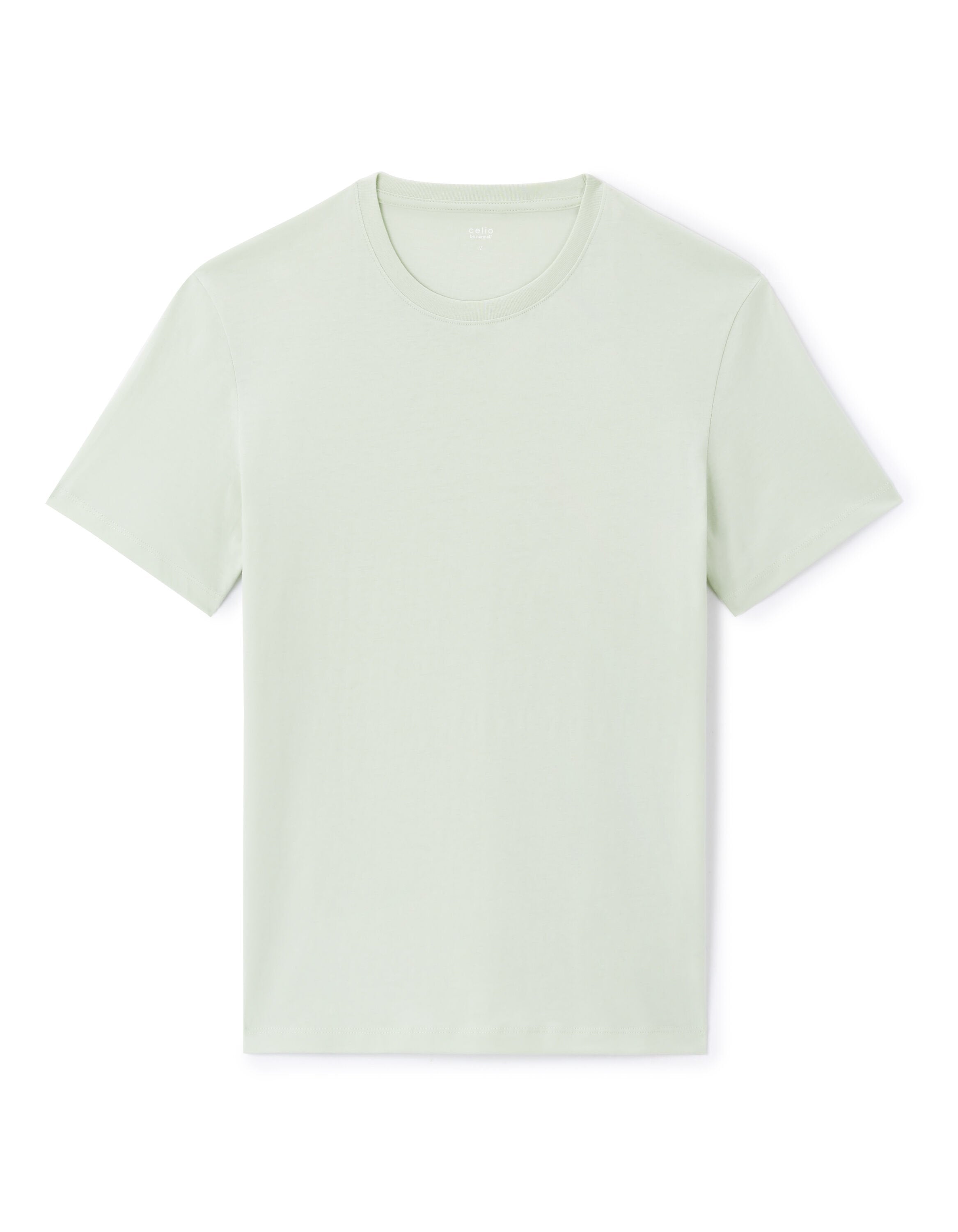 Celio_Straight Round Neck T-Shirt 100% Cotton - Green_TEBASE_LIGHT GREEN_01