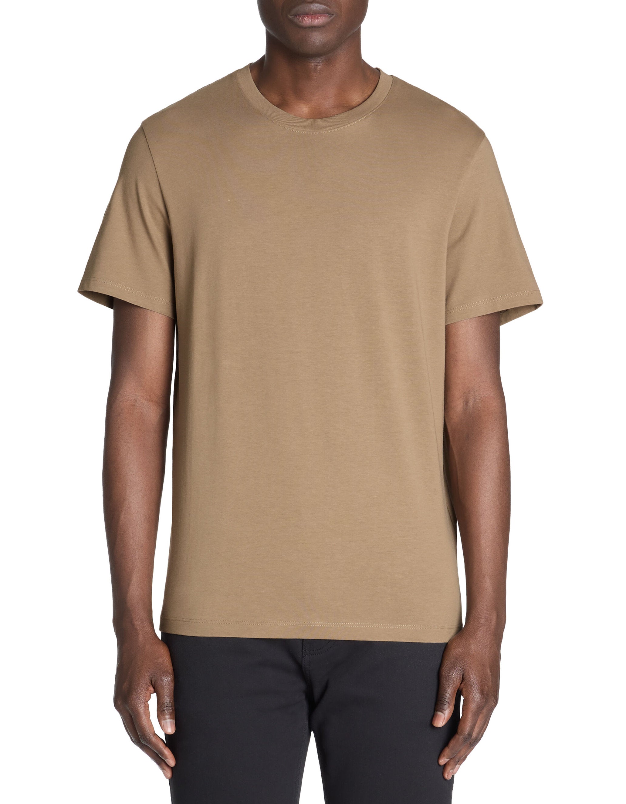 Celio_Taupe Straight Crew Neck T-Shirt 100% Cotton_TEBASE_TAUPE_01