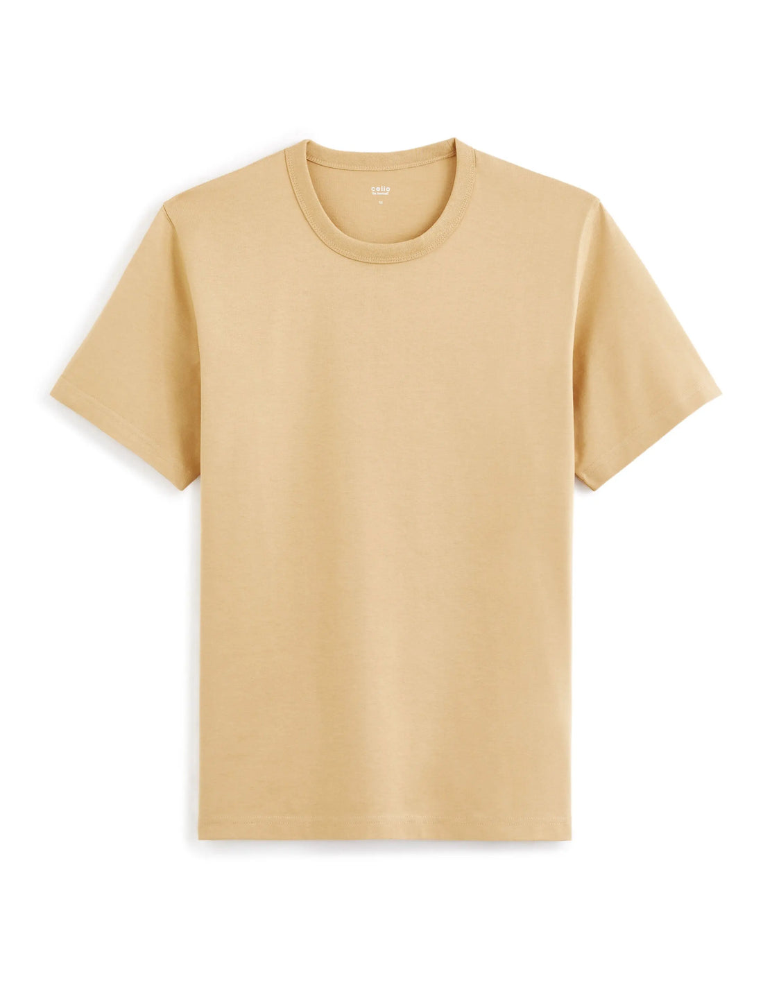 100% Cotton Boxy Crew Neck T-Shirt - Brown_01