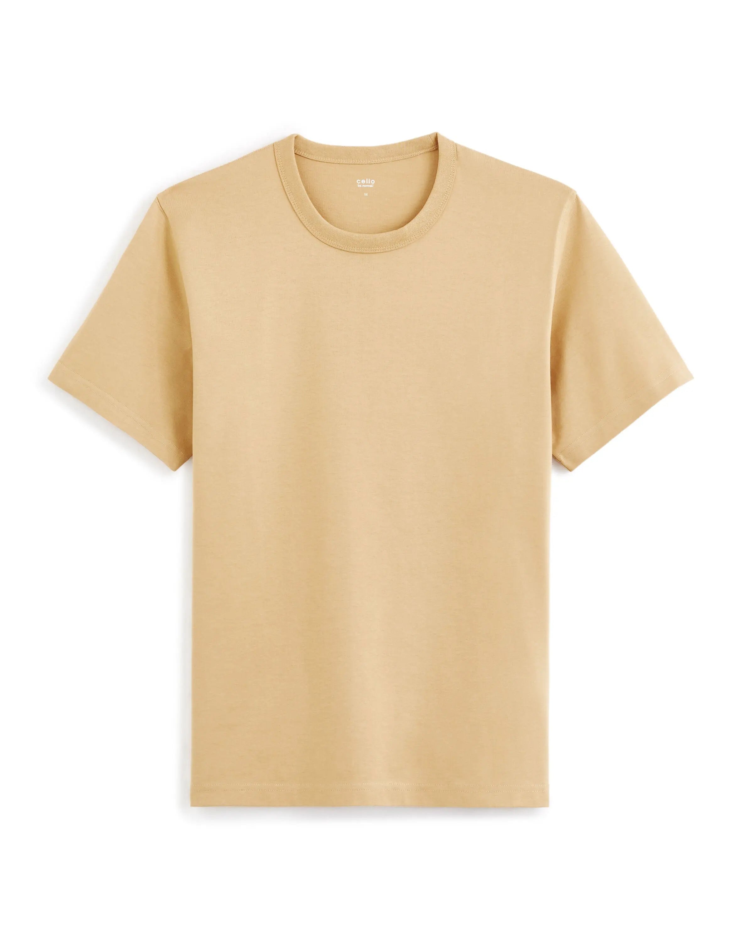 100% Cotton Boxy Crew Neck T-Shirt - Brown_01