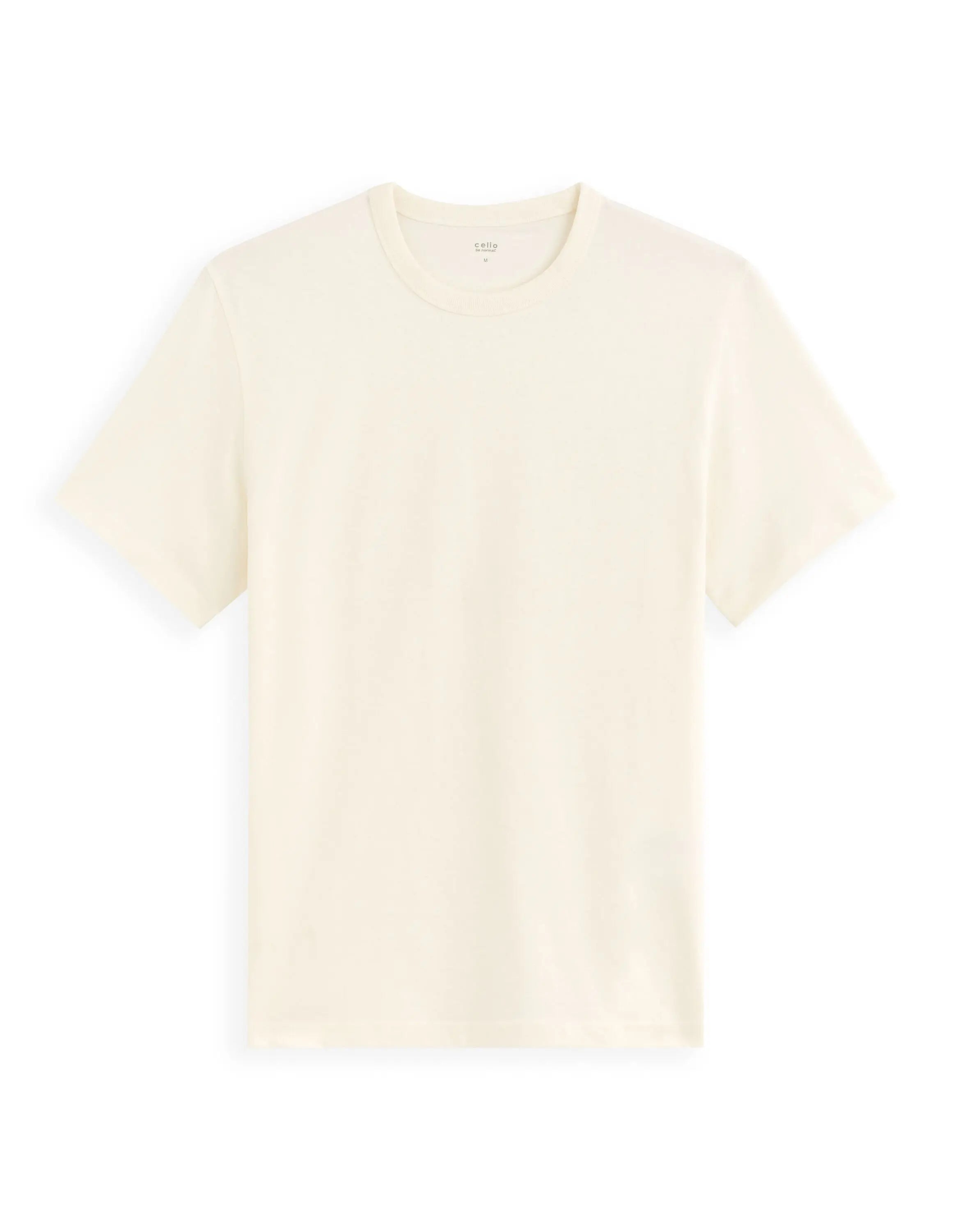 100% Cotton Boxy Round Neck T-Shirt - Ecru_01