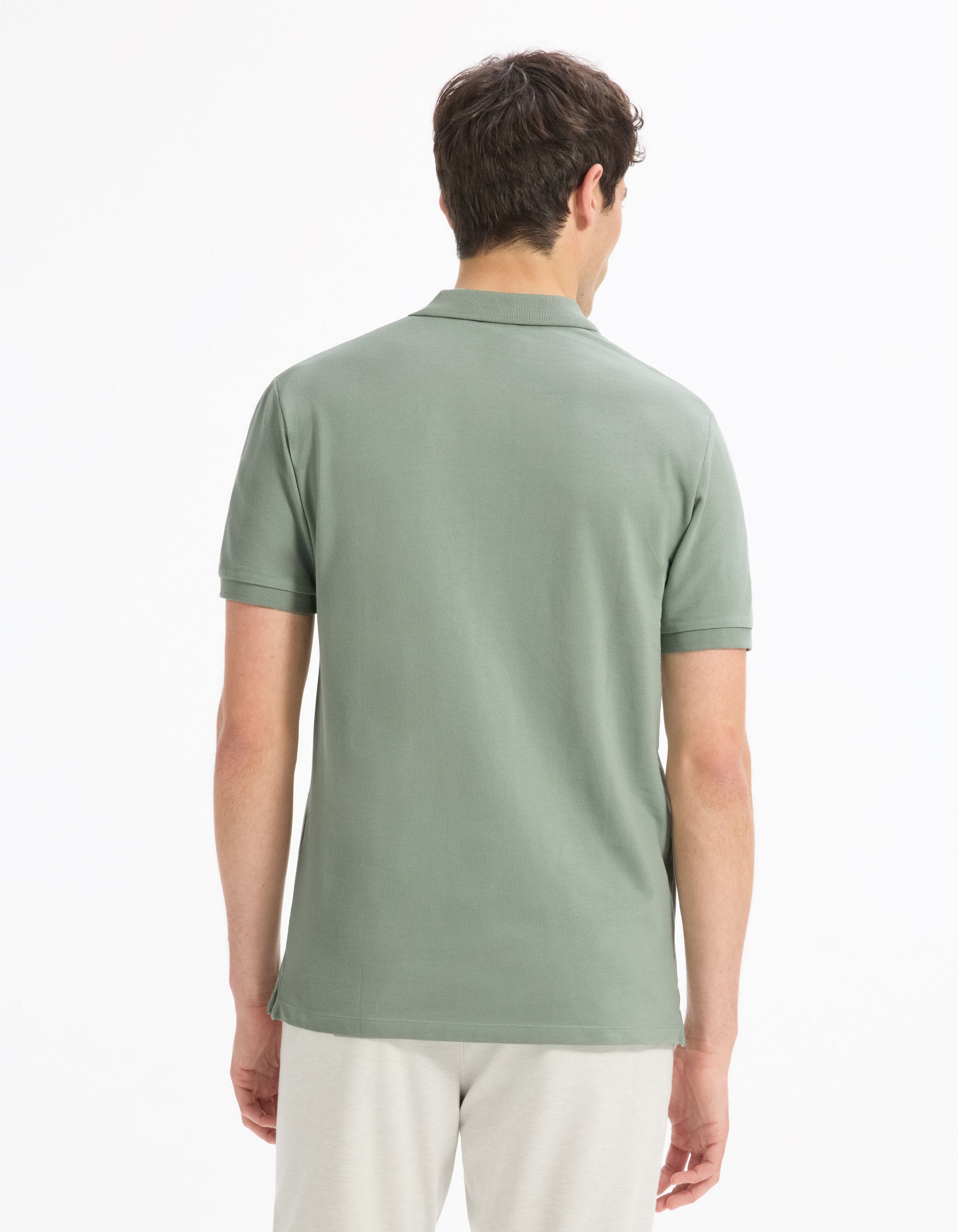 Celio_Grey Green 100% Cotton Straight PiquŽ Polo Shirt_TEONE_GREENISH GREY_03