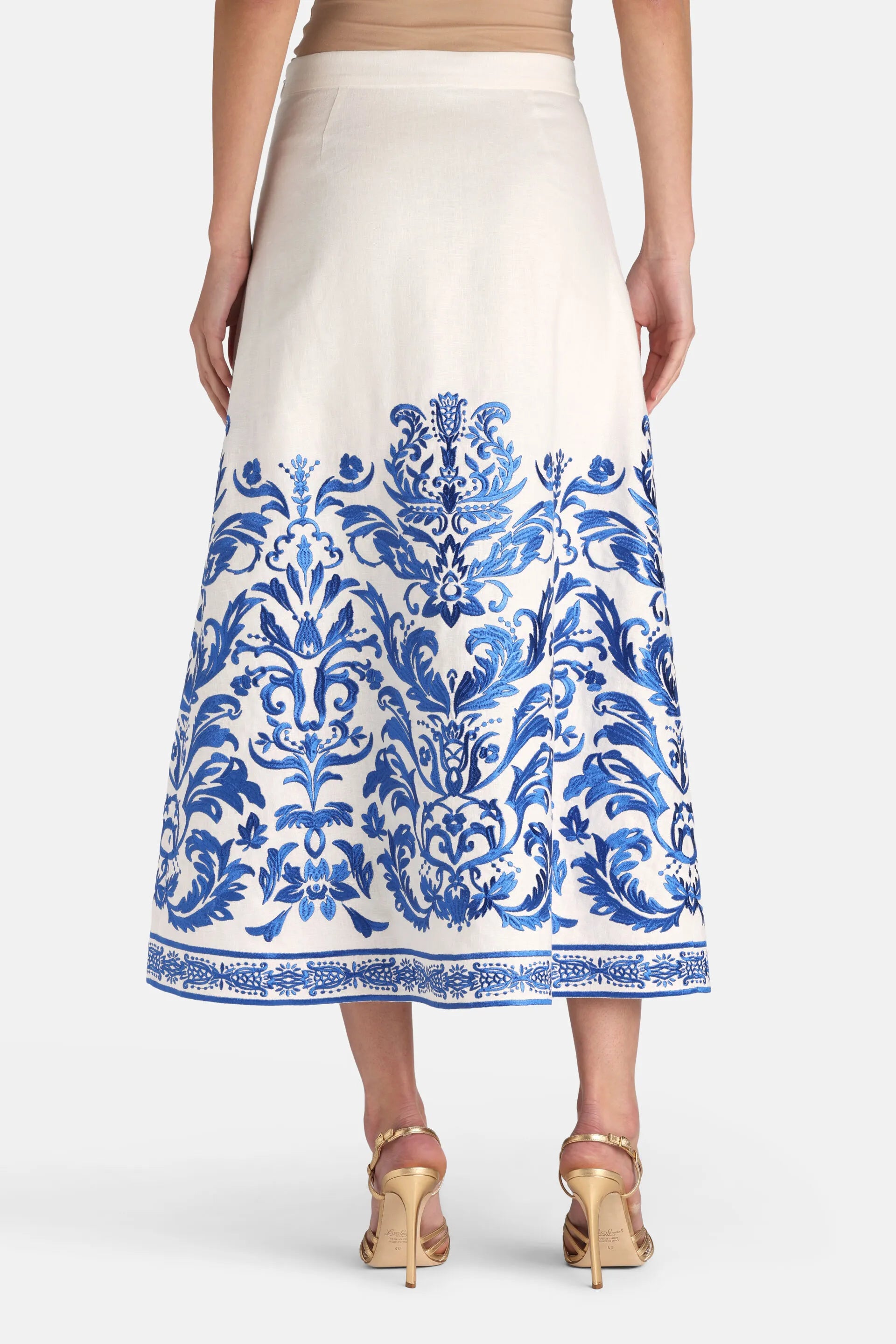 Luisa Spagnoli Var Panna Bluette Women Termica - Embroidered Maxi Skirt SKU: TERMICA_4569 Image 02