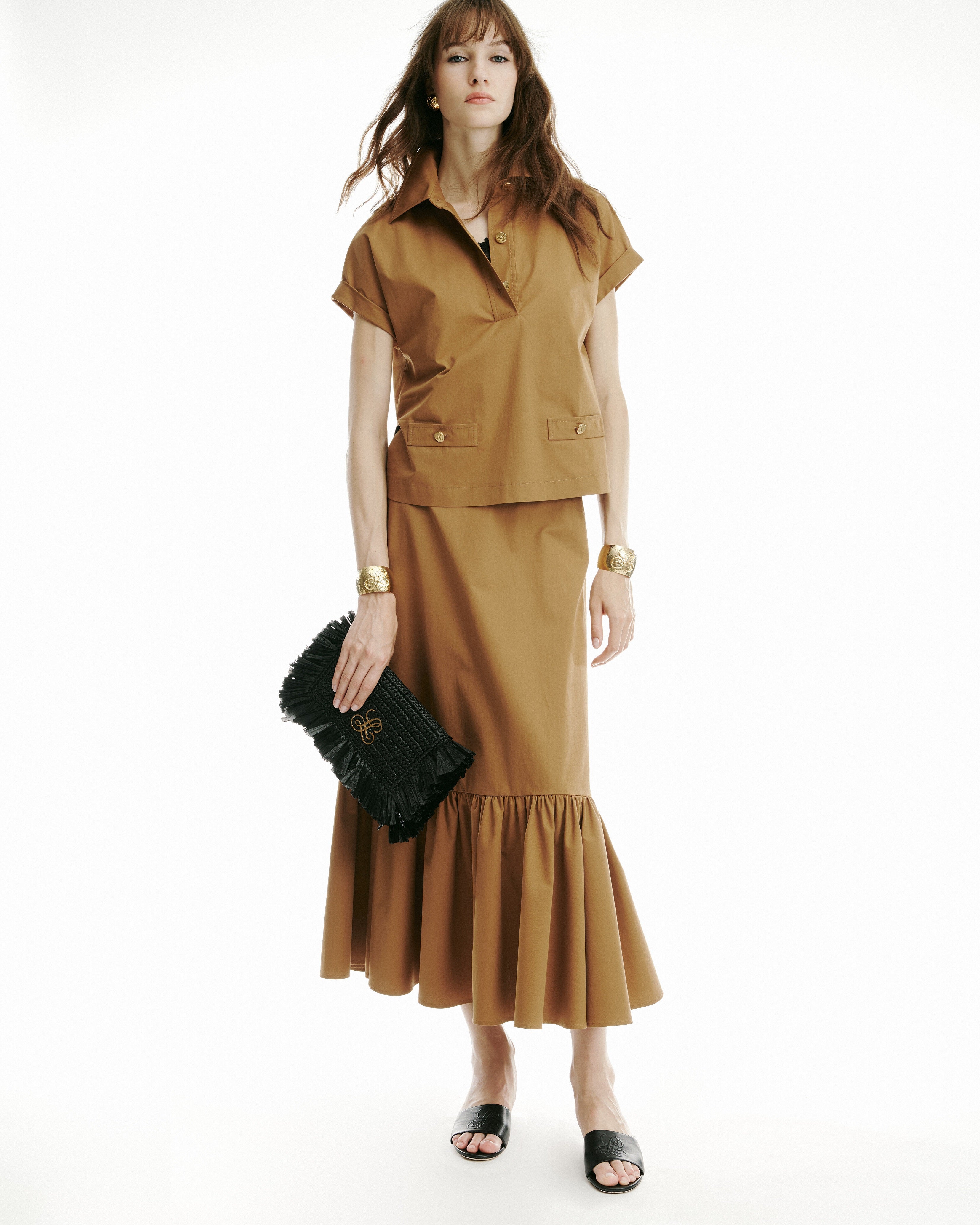 Luisa Spagnoli_Tobacco_Timpano - Flounced Maxi Skirt_TIMPANO_2217_06