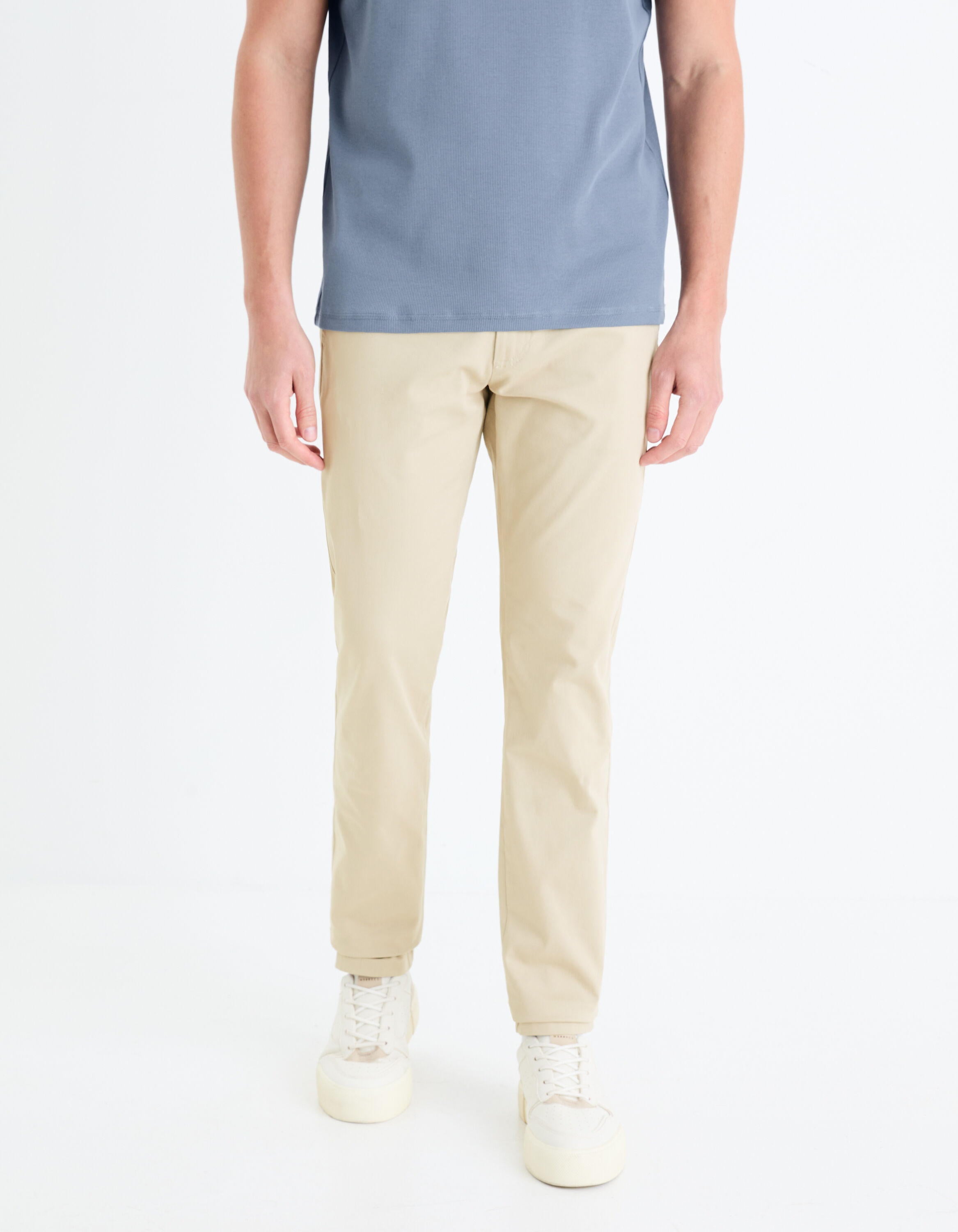 Slim Stretch Cotton Chino Pants_TOCHARLES_BEIGE 07_01