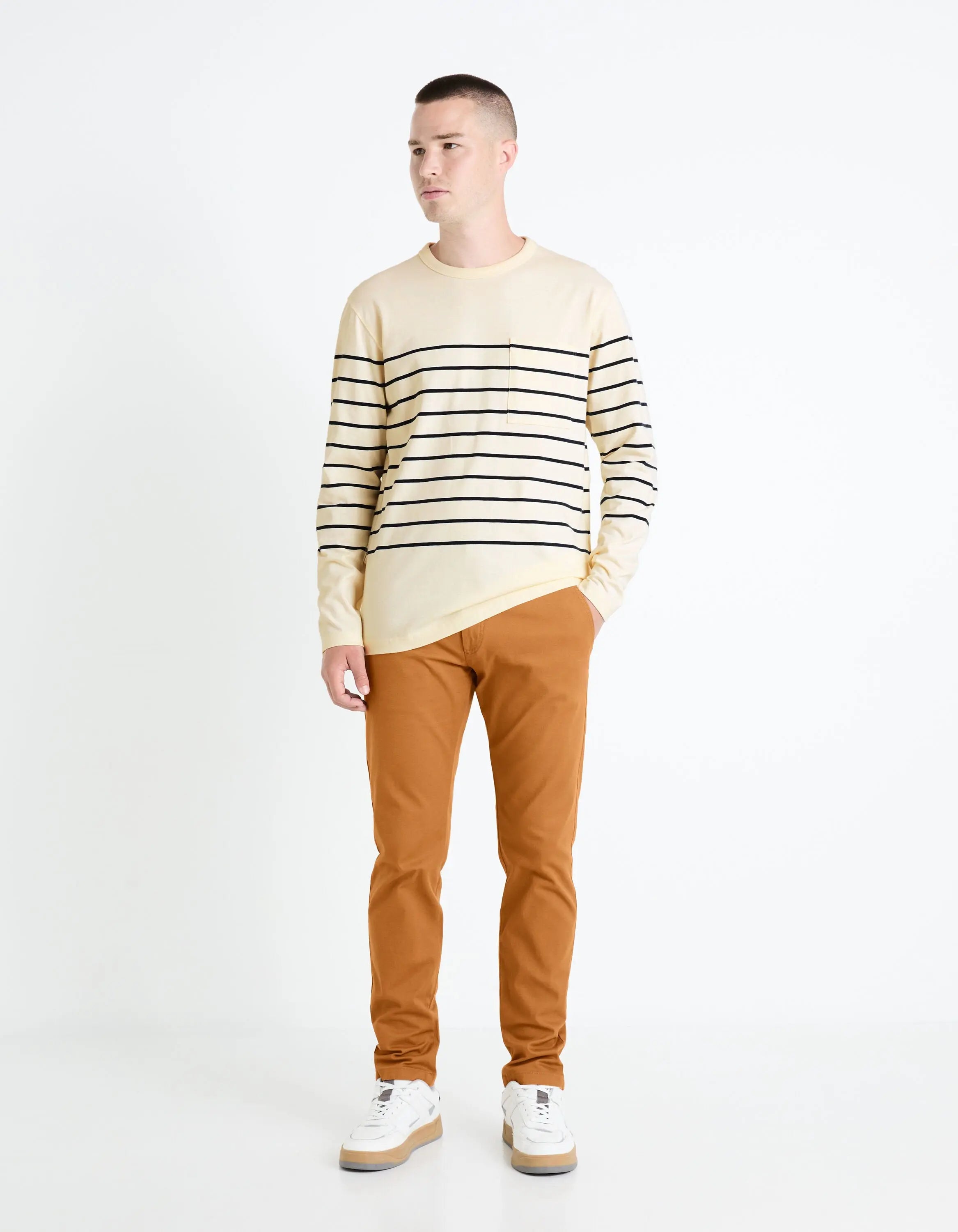 Slim Chino Pants In Stretch Cotton - Caramel_03