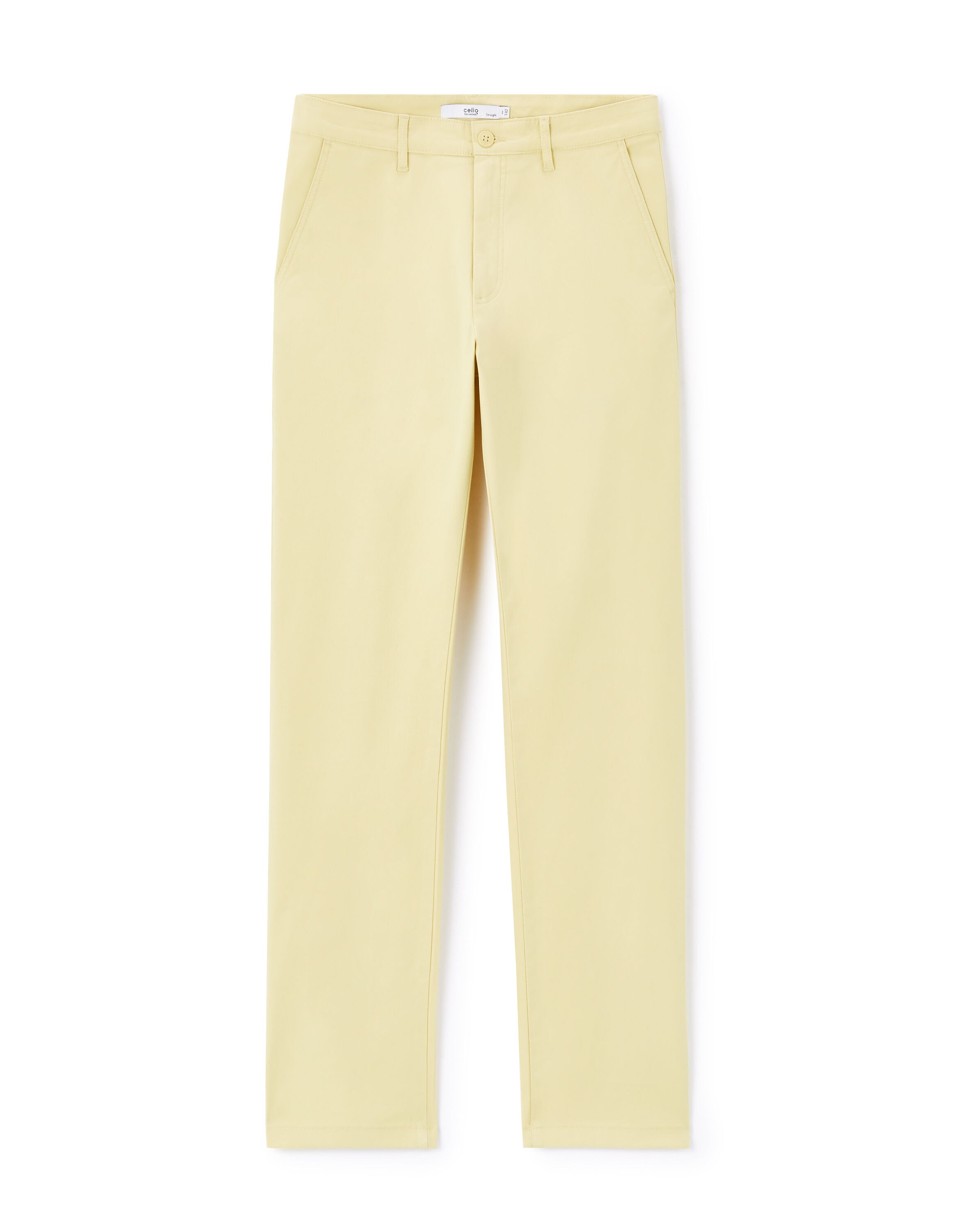 Celio_Yellow Straight Stretch Cotton Chino Pants_TOHENRI_JAUNE_05
