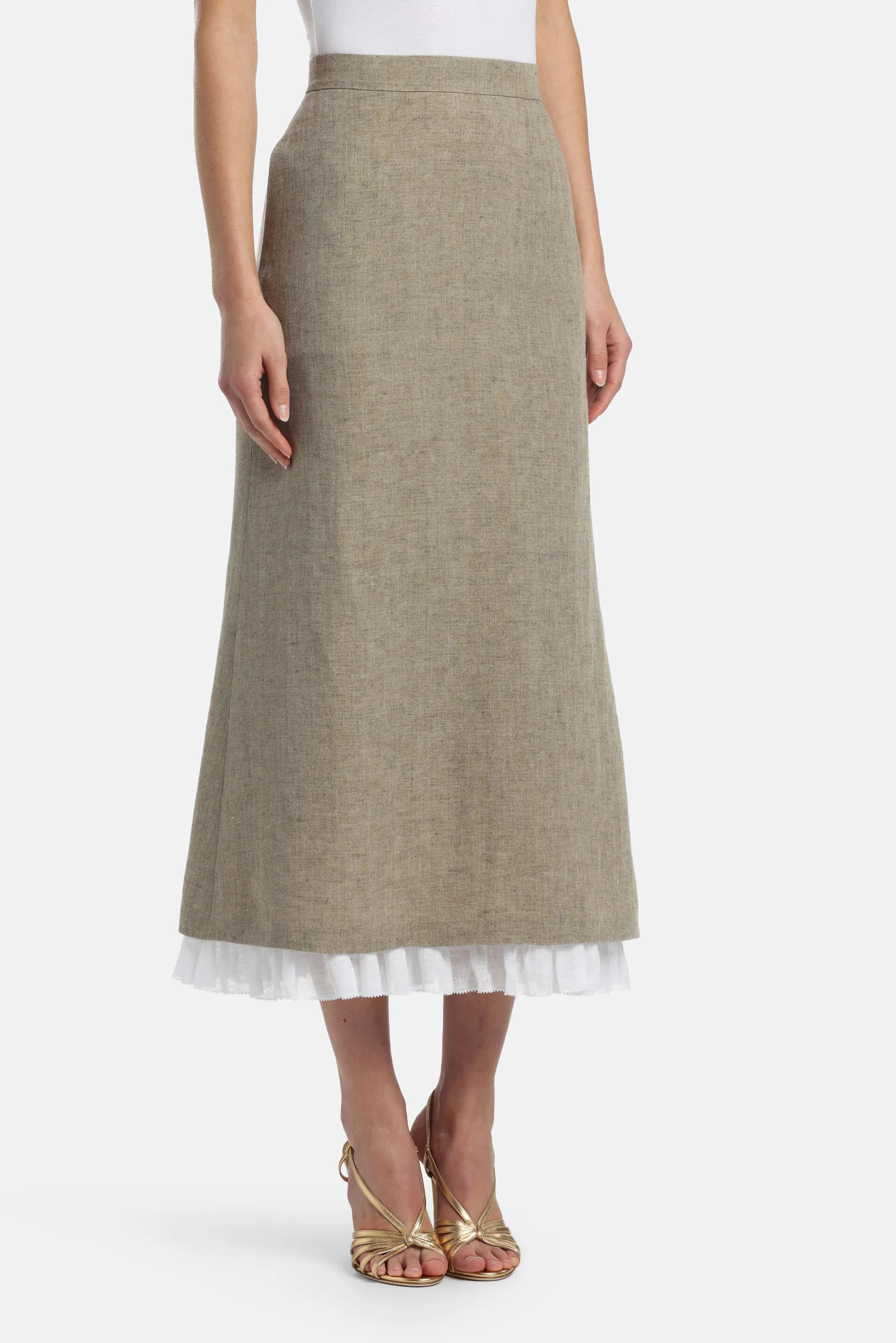 Luisa Spagnoli Pietra/Bianco Women Trionfo - Midi Skirt - Fashion Show SKU: TRIONFO_1121 0201 Image 01