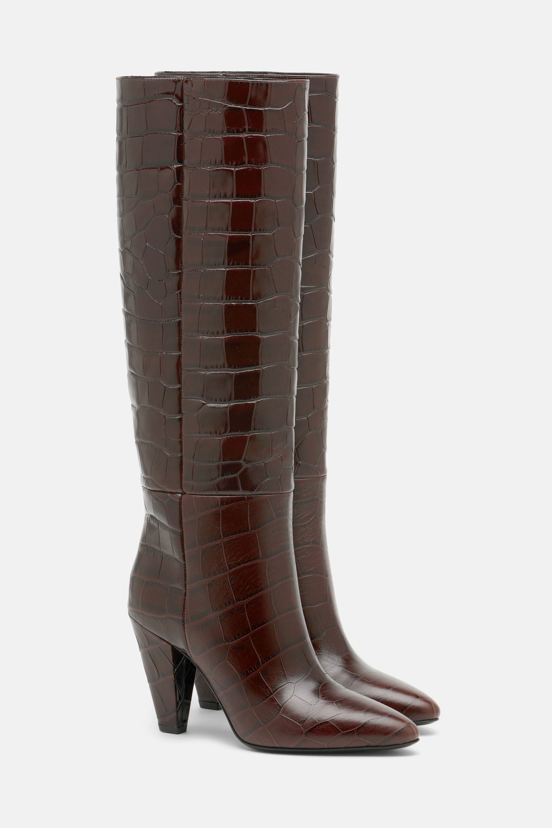 Luisa Spagnoli_Cioccolato_Uragano - Crocodile-Embossed Leather Boots_URAGANO_0986_02