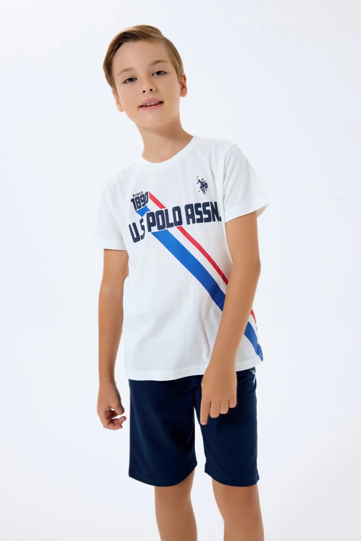 U.S. Polo Assn. White Boys White Two Pieces Set SKU: US2443_White Image 02