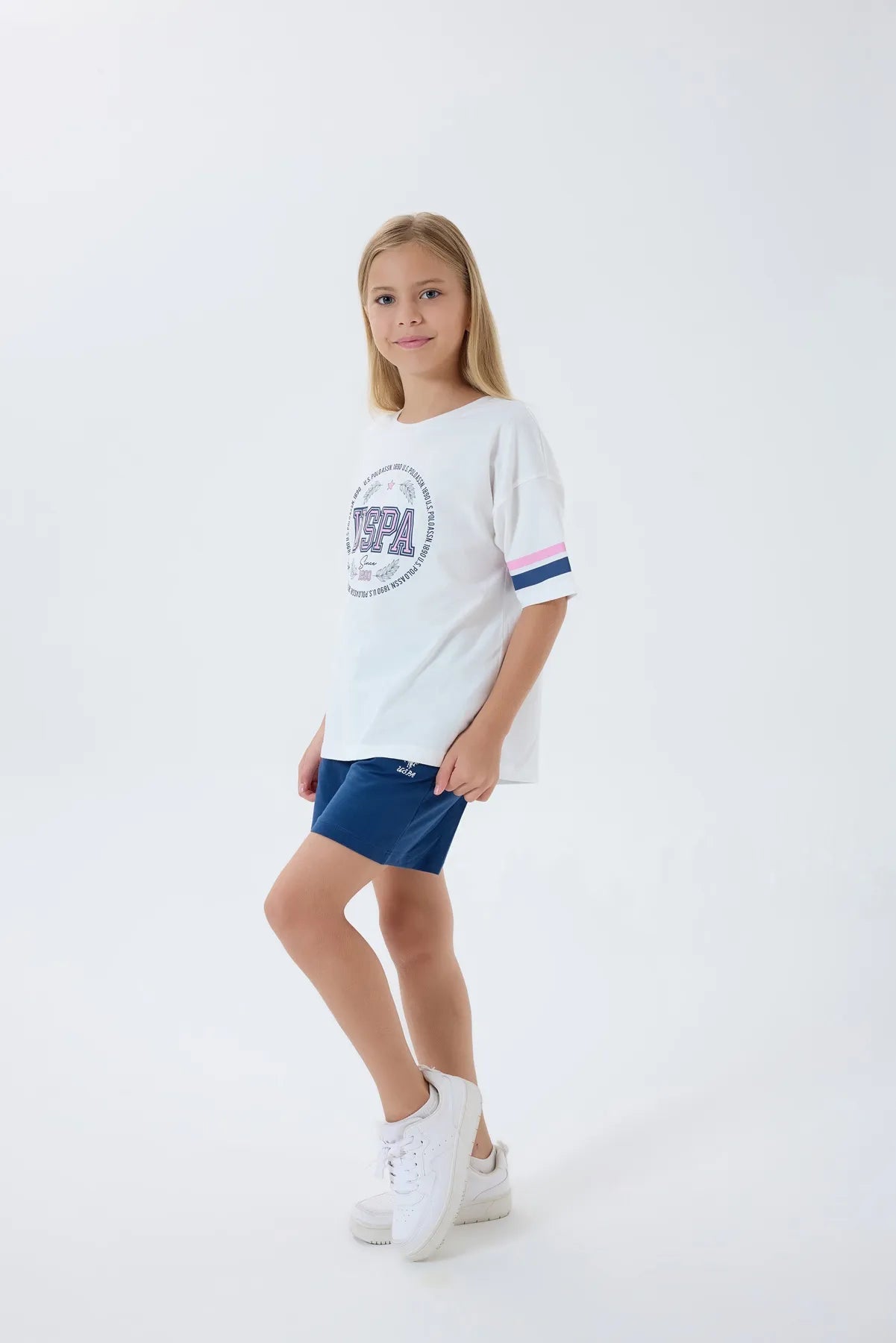U.S. Polo Assn. White Girls White Two Pieces Set SKU: US2501_White Image 06