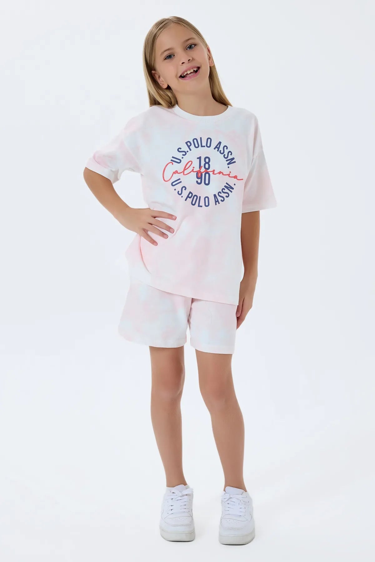 U.S. Polo Assn. Coral Girls Coral Two Pieces Set SKU: US2514_Coral Image 01