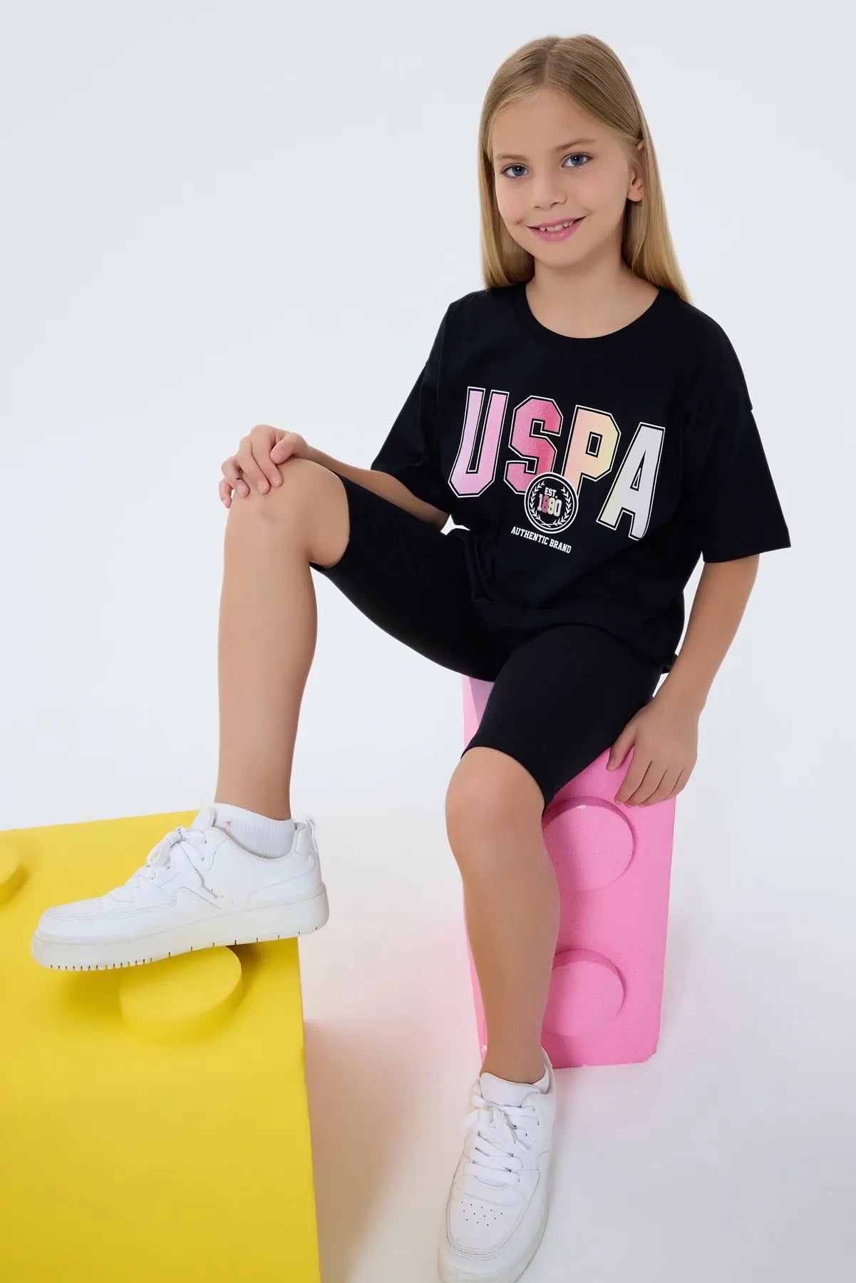 U.S. Polo Assn. Black Girls Black Two Pieces Set SKU: US2517_Black Image 02