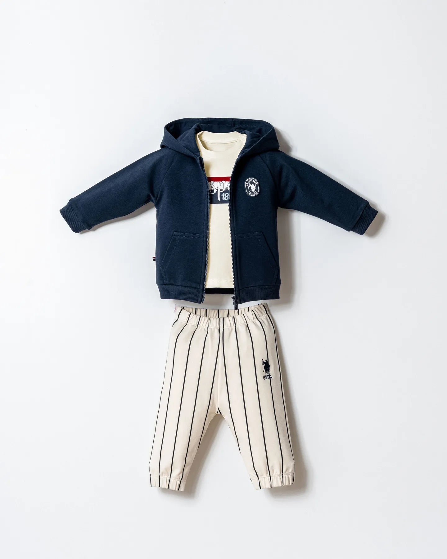 U.S. Polo Assn. Navy Baby Boy Navy Three Pieces Set SKU: USB2872_Navy Image 01