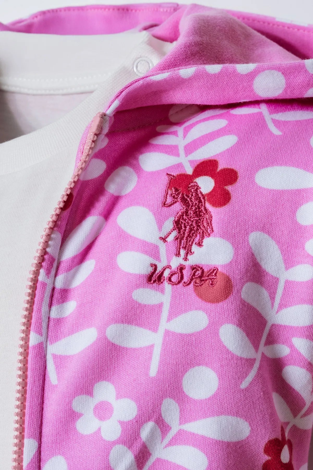U.S. Polo Assn. Pink Baby Girl Pink Three Pieces Set SKU: USB3007_Pink Image 02