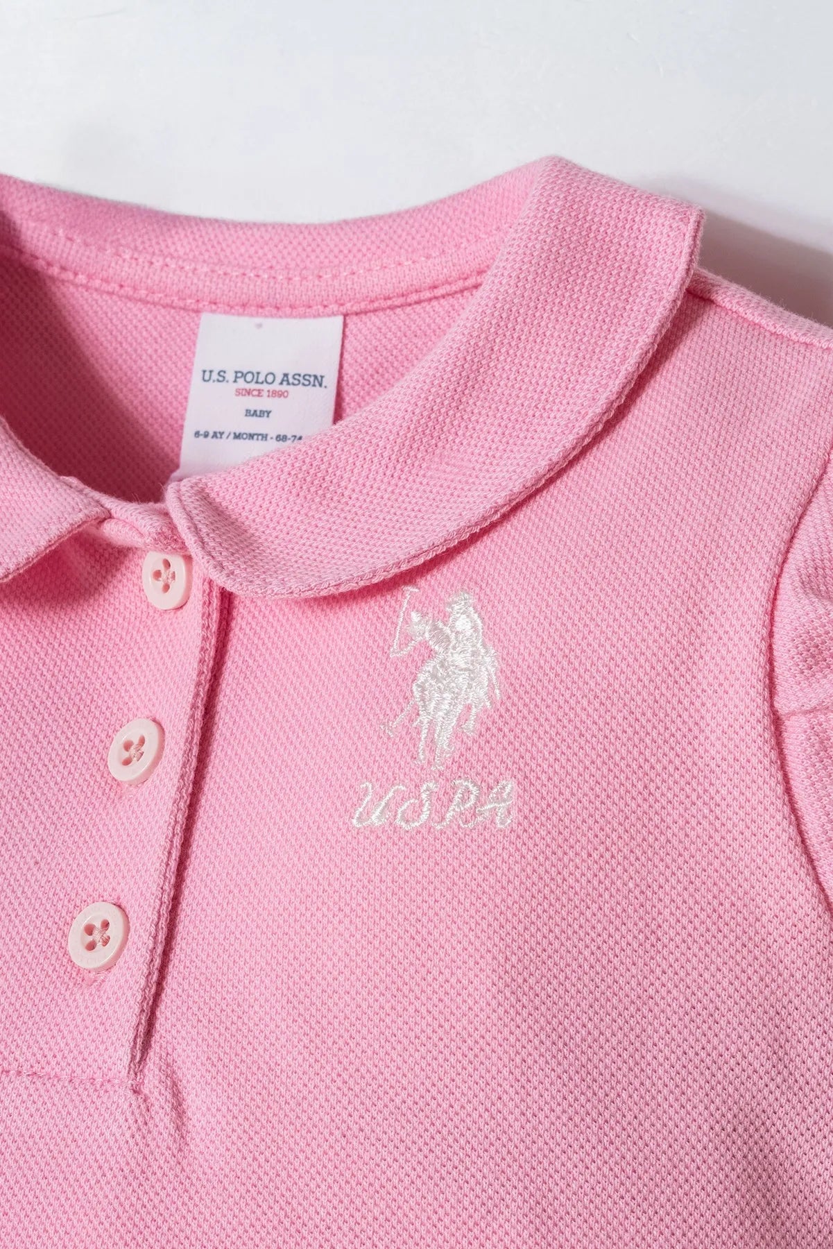 U.S. Polo Assn. Pink Baby Girl Pink T-Shirt and Short Set SKU: USB3028_Pink Image 02