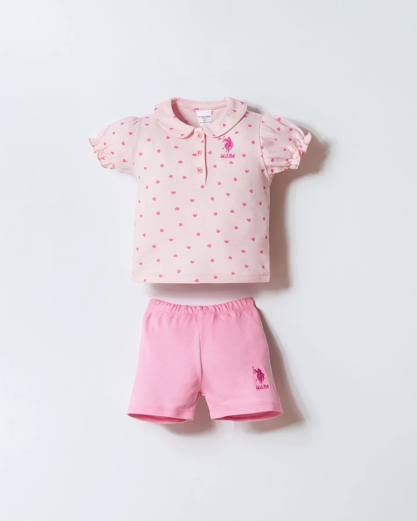 U.S. Polo Assn. Powder Baby Girl Powder T-Shirt and Short Set SKU: USB3029_Powder Image 01