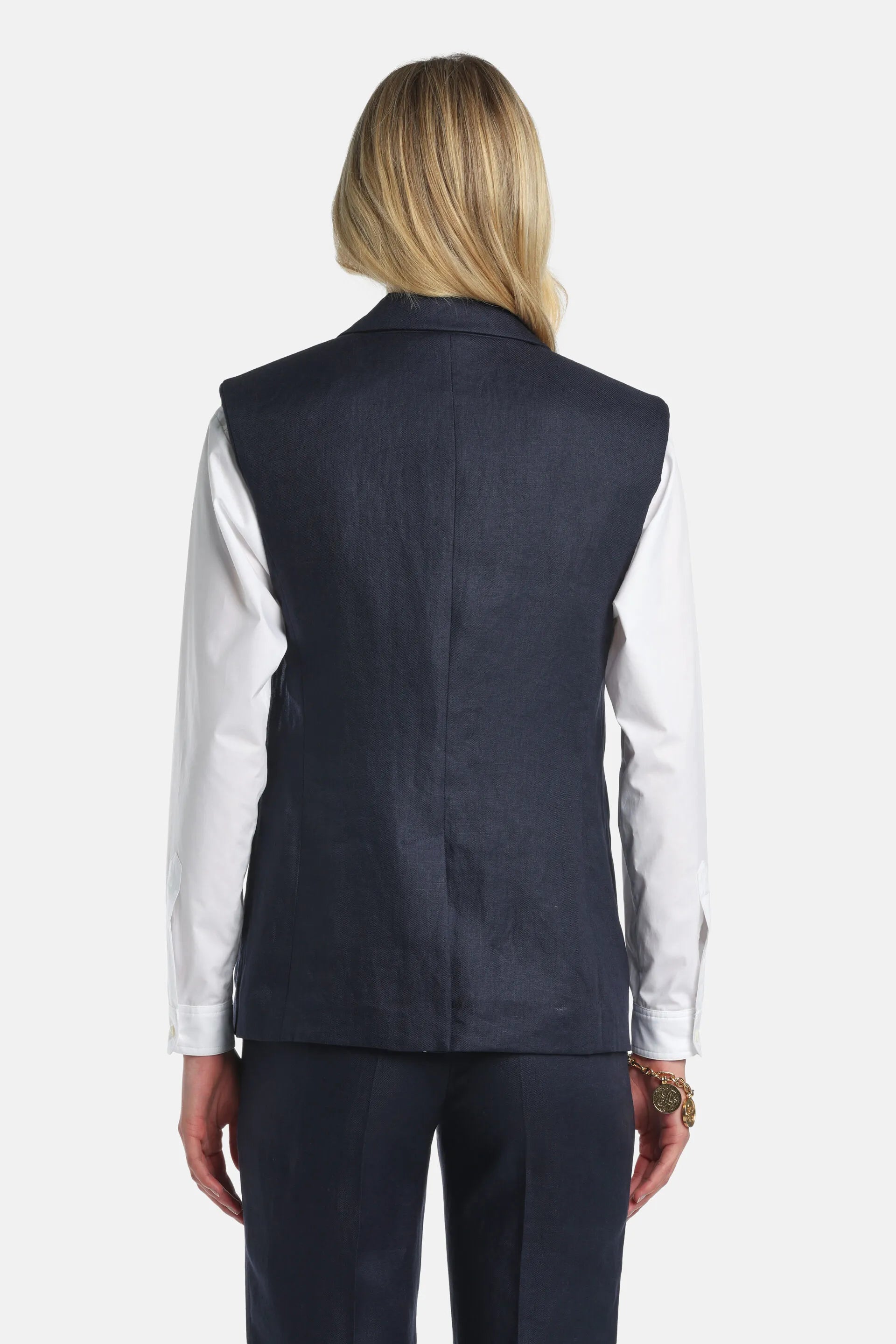Luisa Spagnoli Blu Women Valeggio - Sleeveless Blazer SKU: VALEGGIO_1234 Image 02