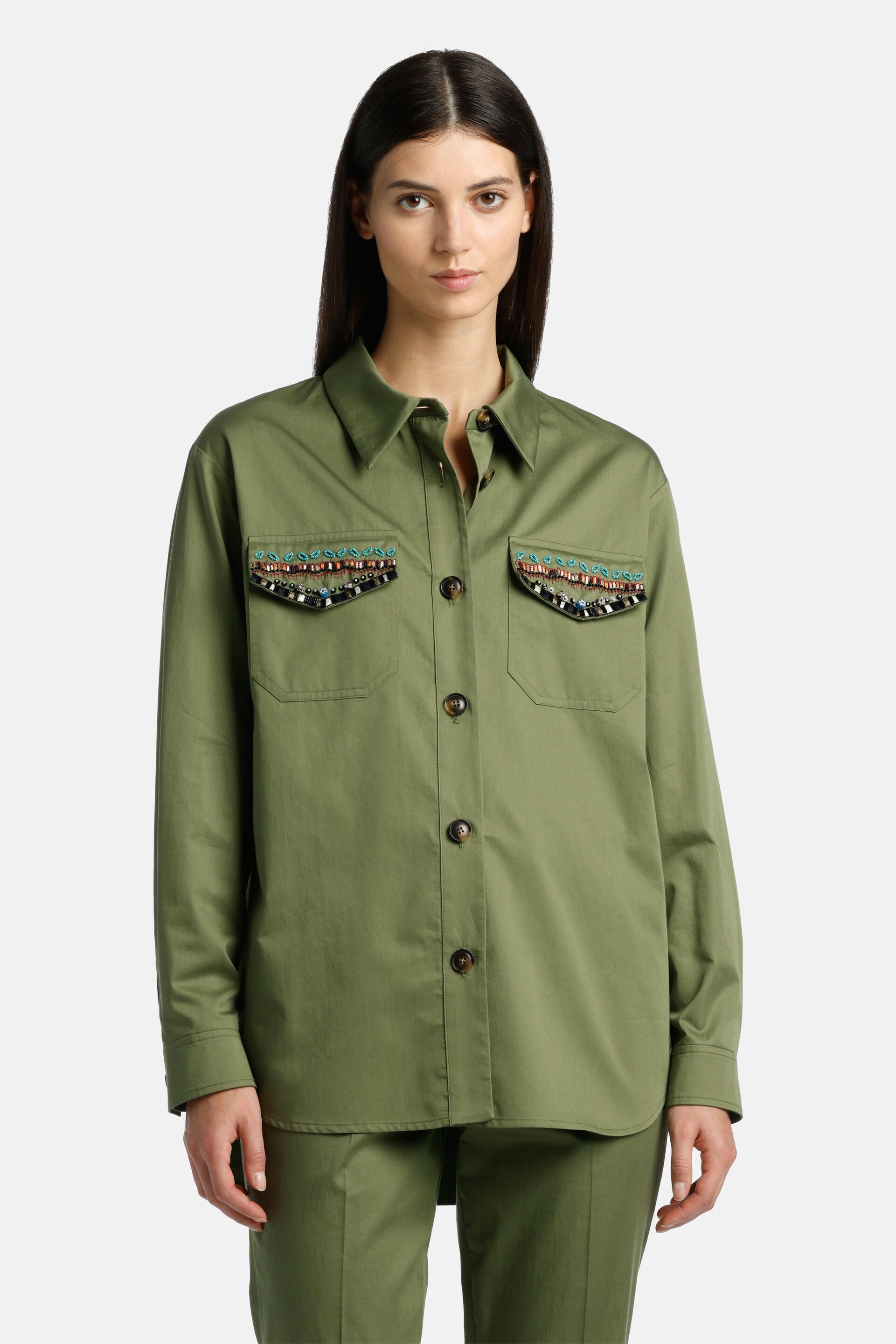 Luisa Spagnoli_Vallerano - Shirt Jacket with Appliques_VALLERANO_1784_01