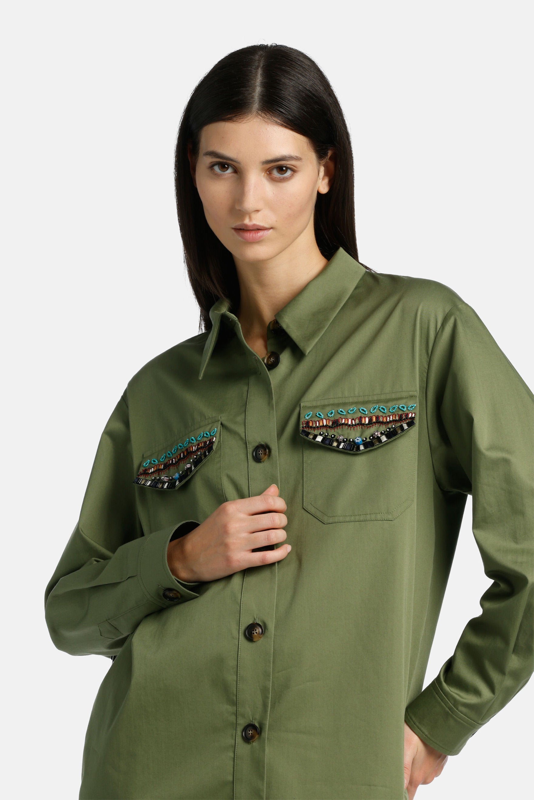 Luisa Spagnoli_Vallerano - Shirt Jacket with Appliques_VALLERANO_1784_03