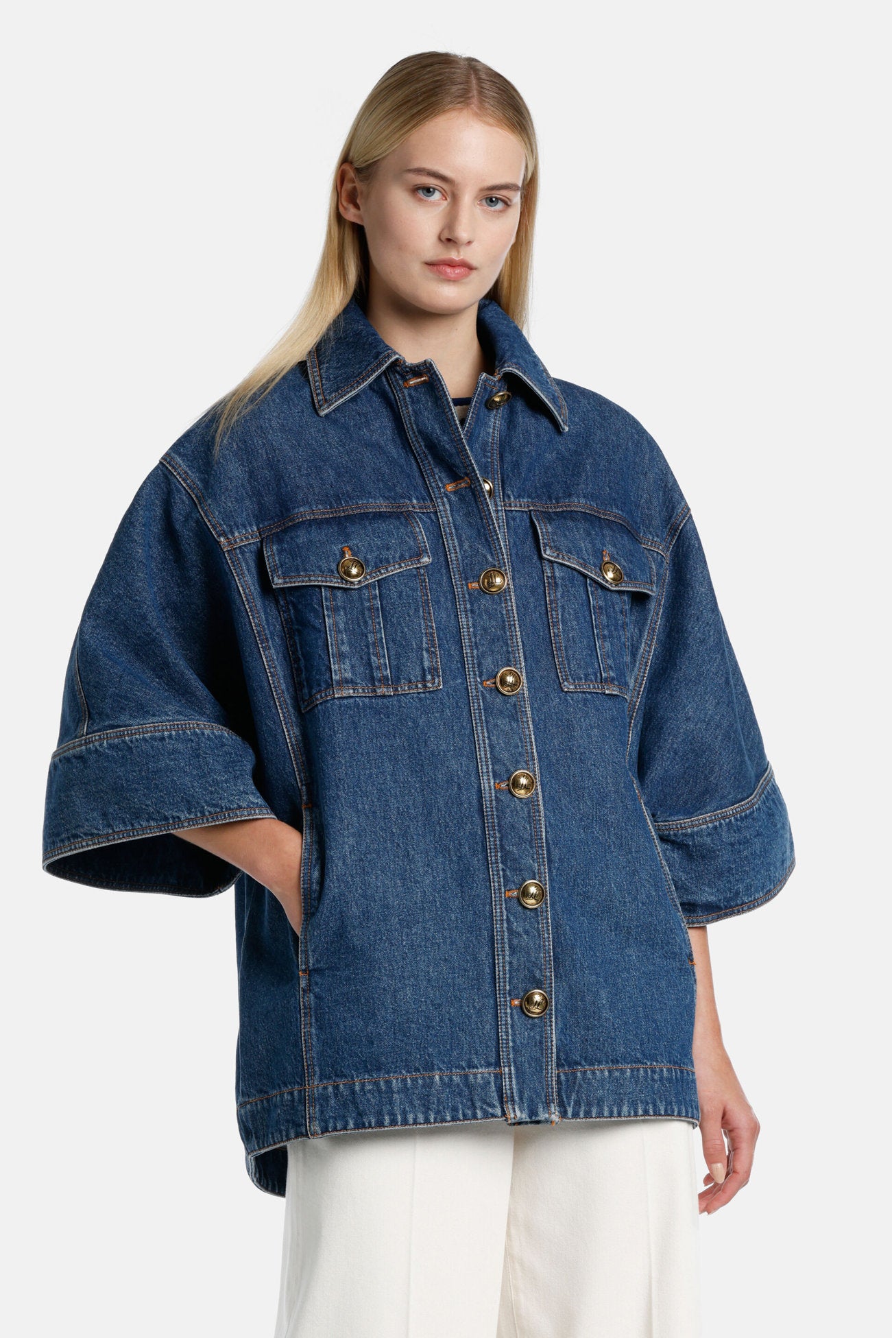 Luisa Spagnoli_Ventisei - Denim Pea Coat_VENTISEI_1278_01