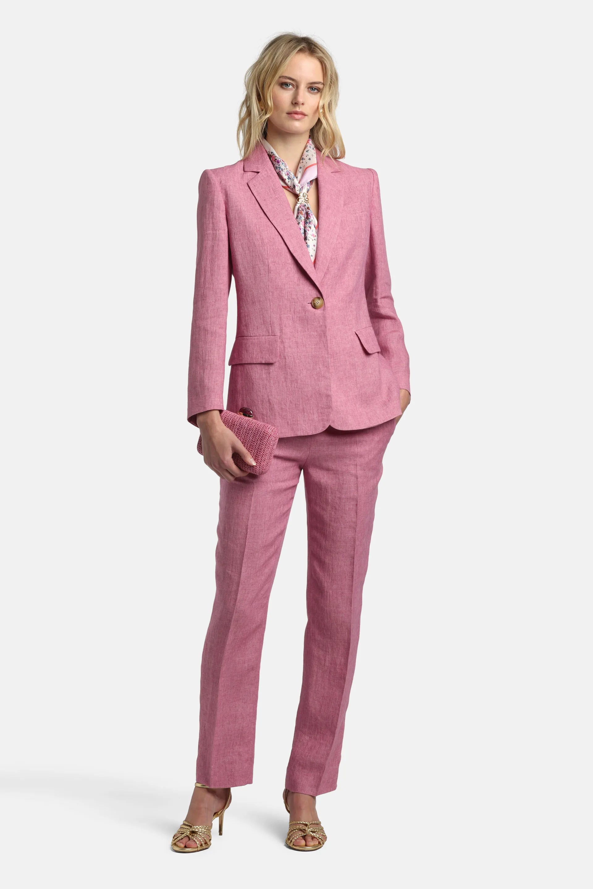 Luisa Spagnoli Rosa Melange Women Vetrate - Classic Linen Blazer SKU: VETRATE_0338 Image 05